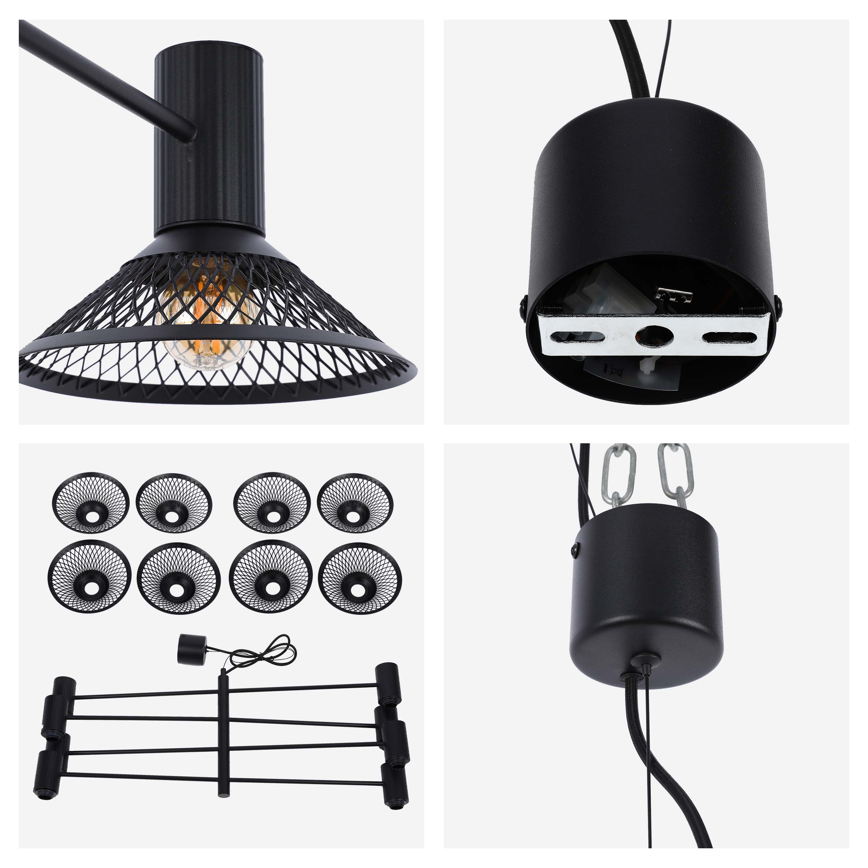 Modern Matte Black Disc Shade Pendant Light, 1 to 8-Light E14