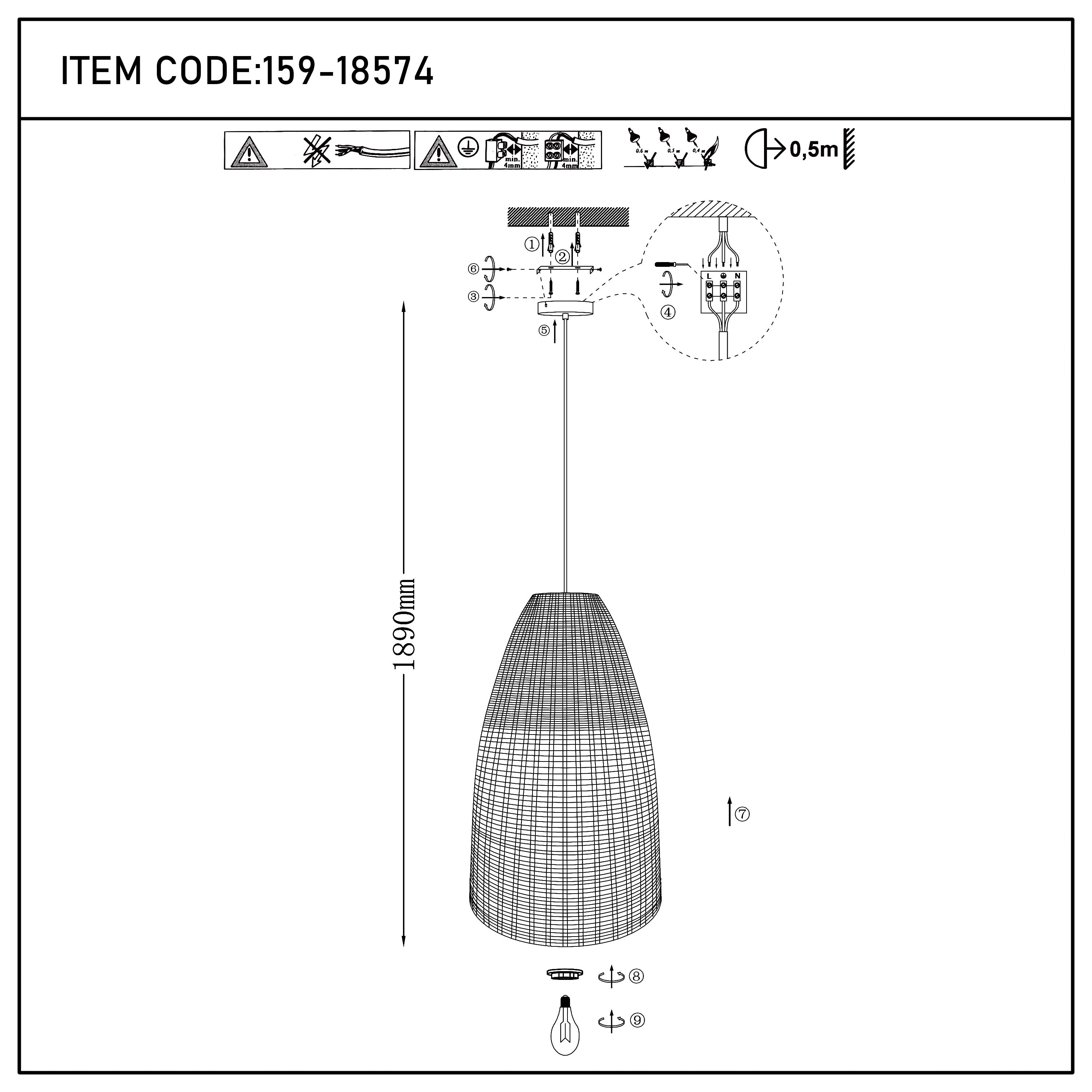 Natural Woven Bamboo & Seagrass Pendant Light, 1x E27