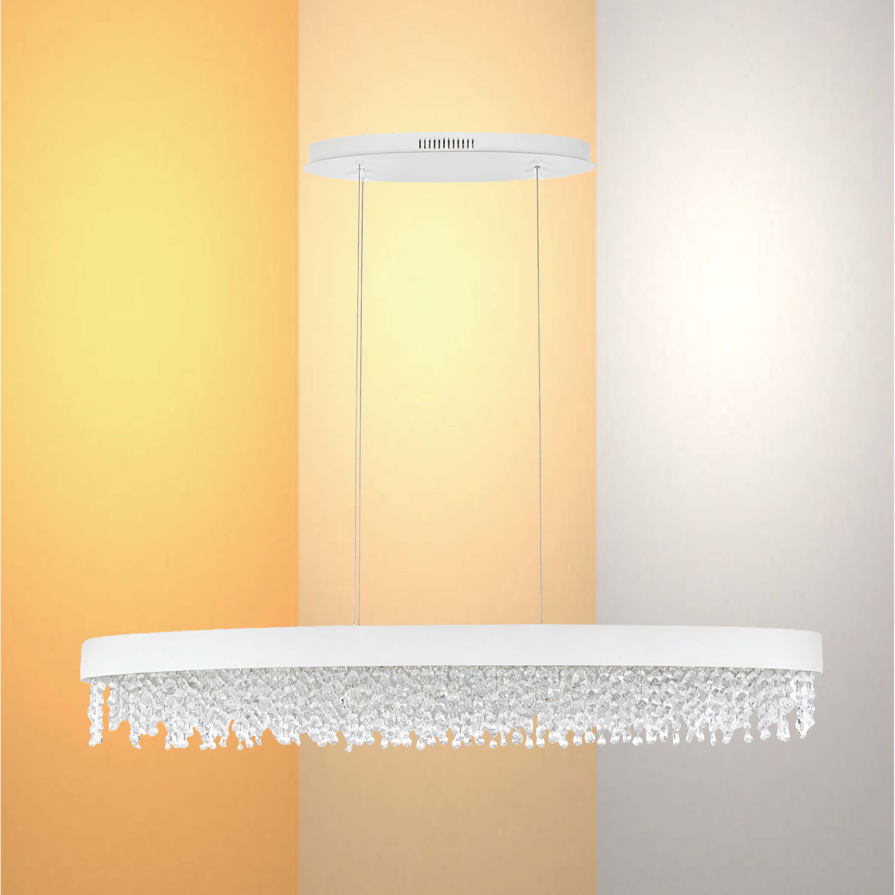 Premium Modern Crystal LED Chandelier, Dimmable with 2.4G Remote, 3CCT
