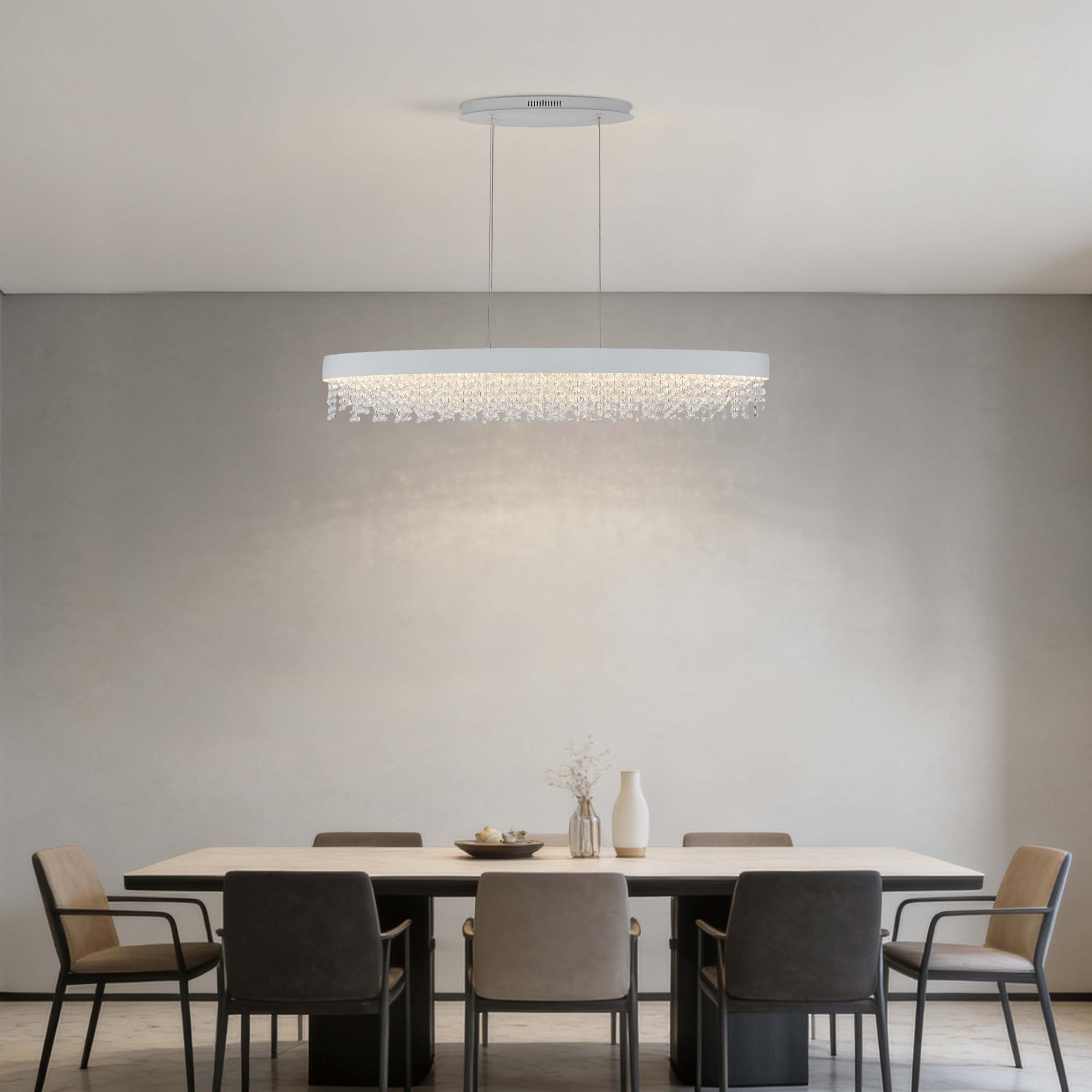 Premium Modern Crystal LED Chandelier, Dimmable with 2.4G Remote, 3CCT