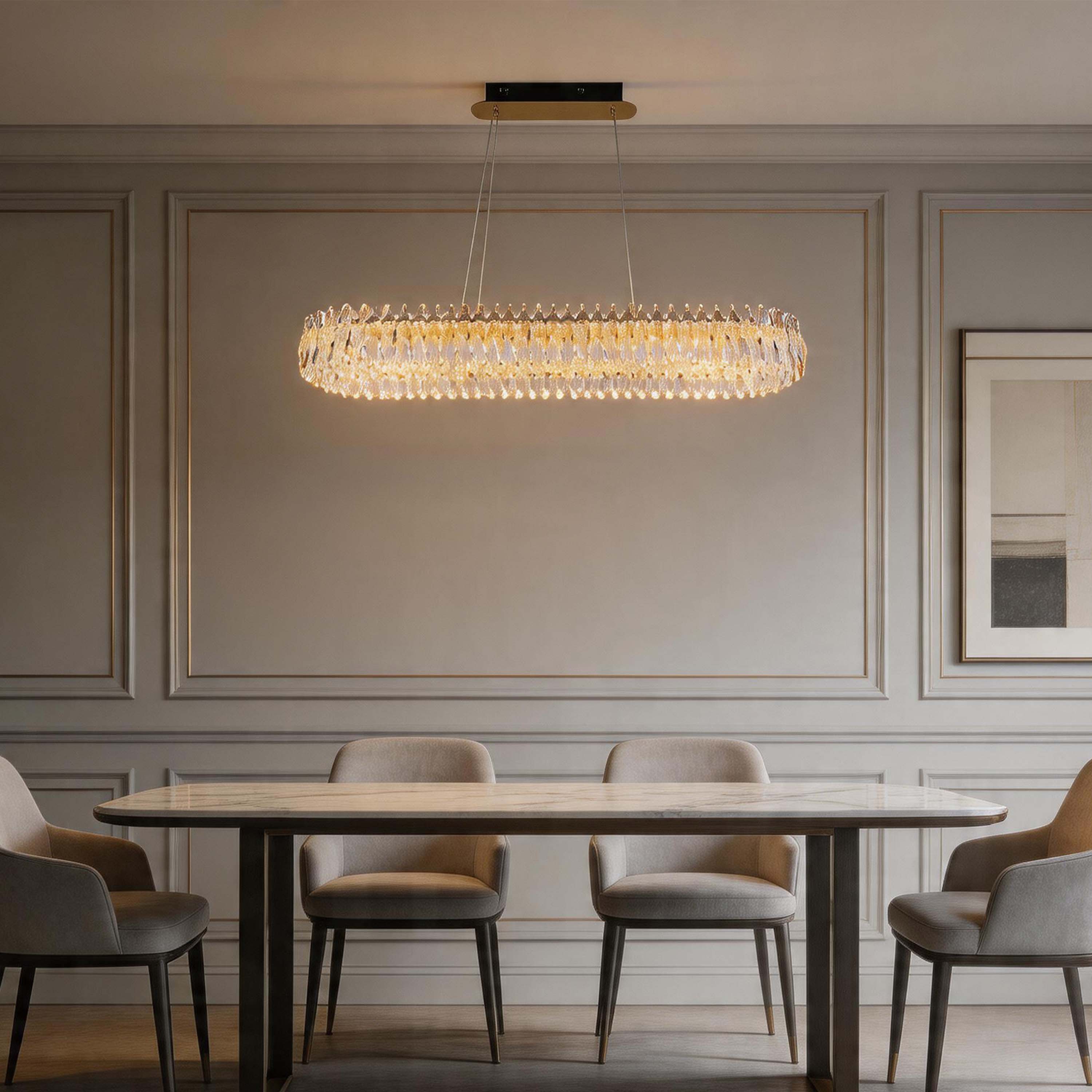Premium Modern Crystal LED Chandelier, Dimmable with 2.4G Remote, 3CCT