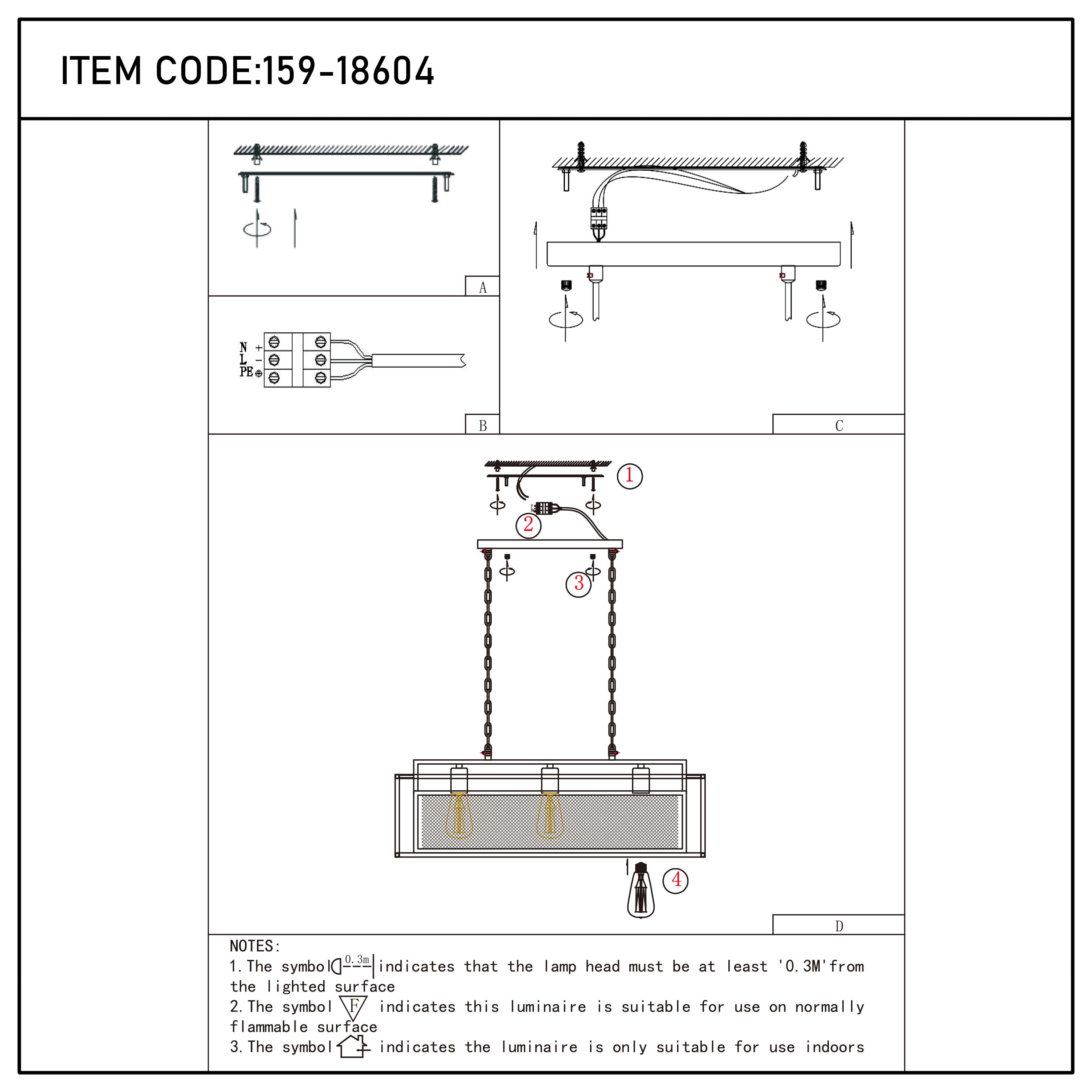 Industrial Black & Gold Linear Mesh Cage Pendant Light, 3 / 5 Light E27