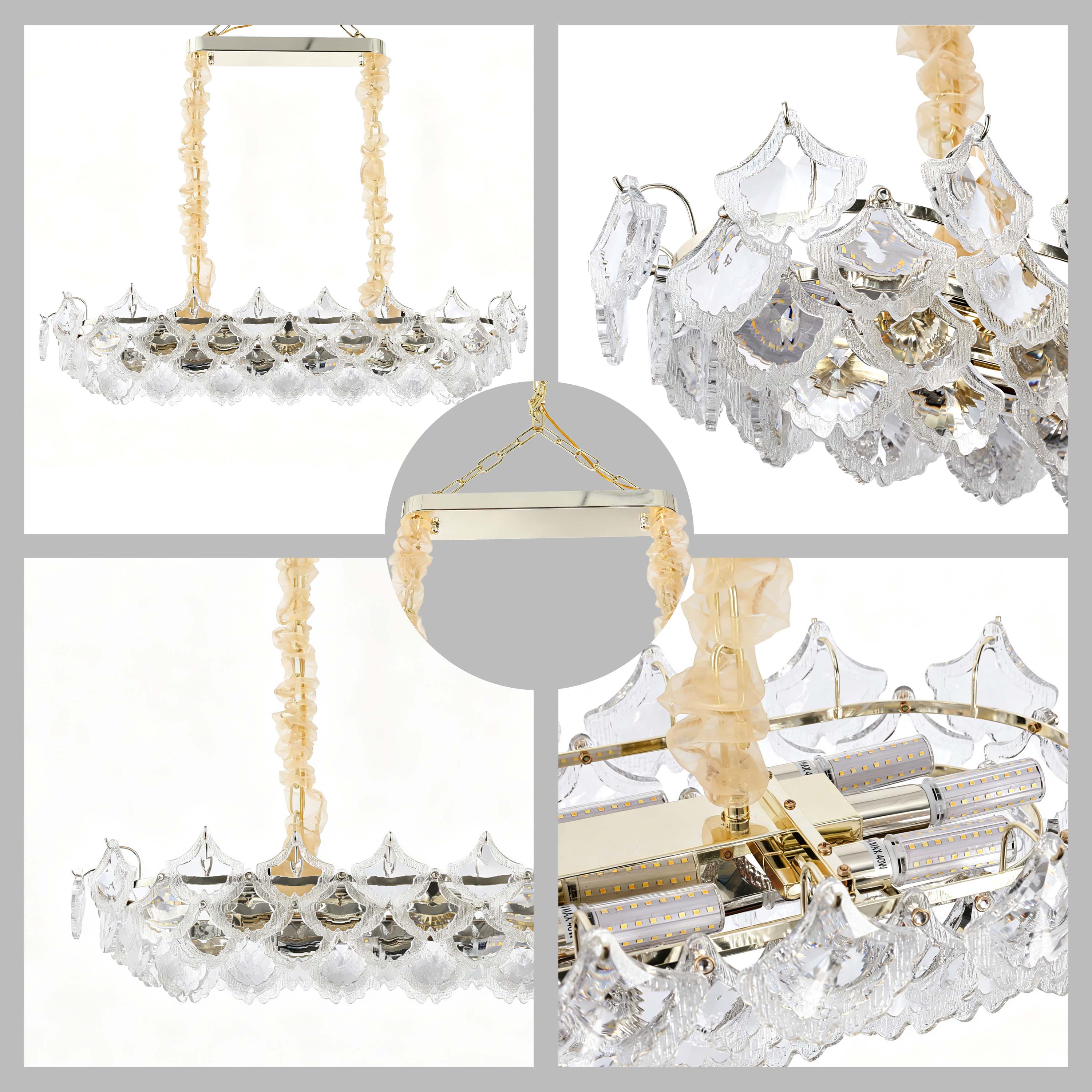 Luxury Gold Crystal Chandelier Collection M2123, 9 to 45 Light E14