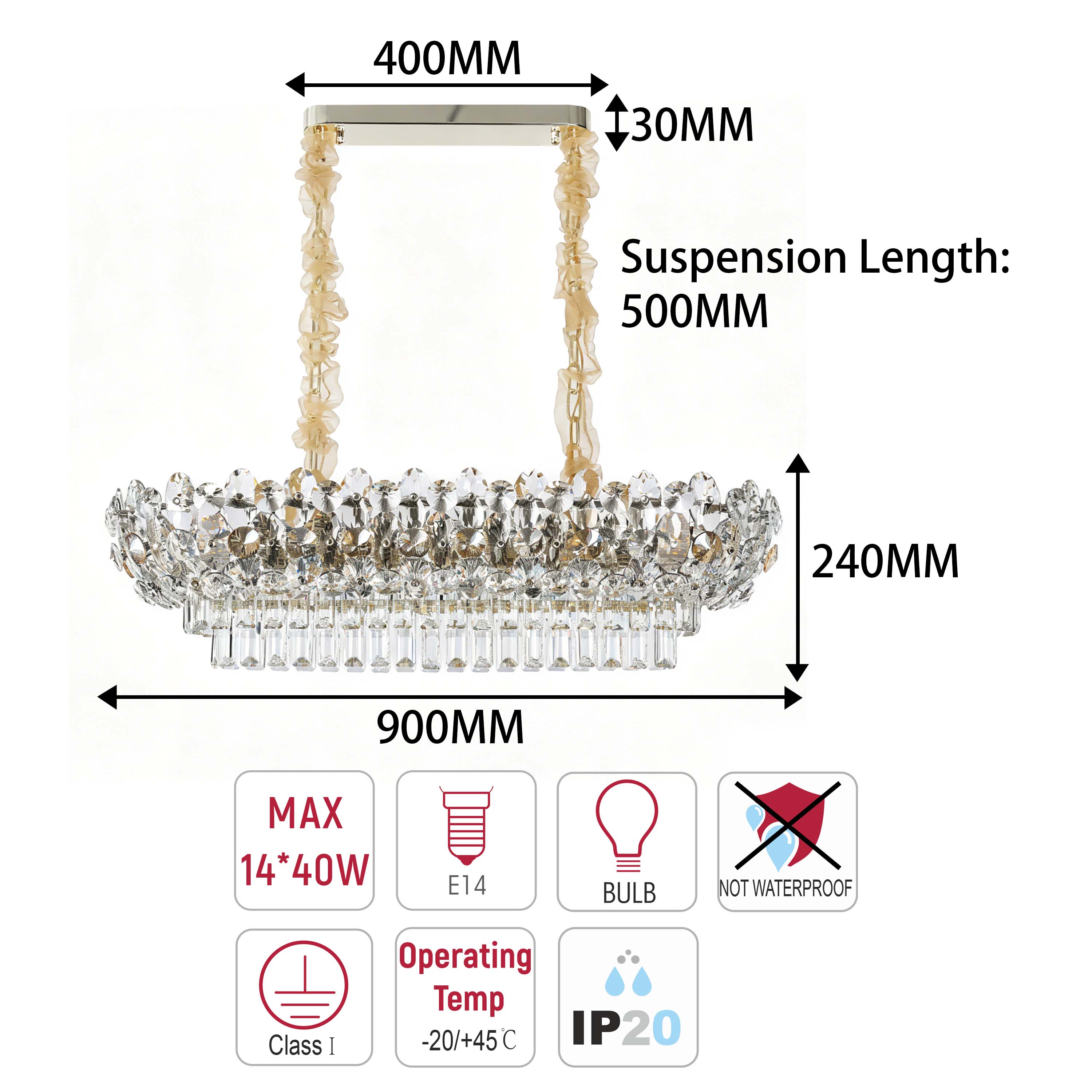 Luxury Gold & Crystal Empire Chandelier Collection M2158, 12 to 42 Light E14