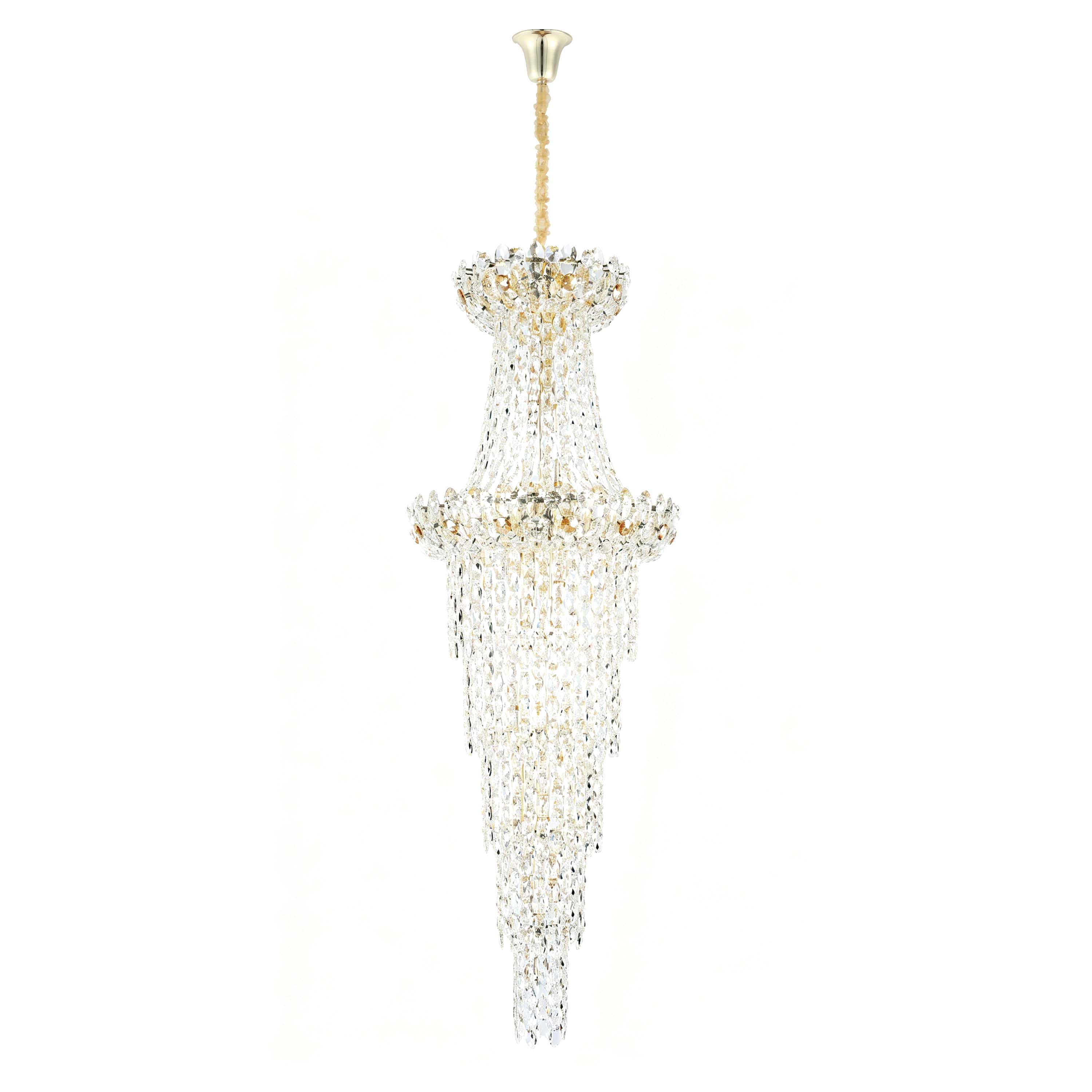 Luxury Gold & Crystal Empire Chandelier Collection M2158, 12 to 42 Light E14
