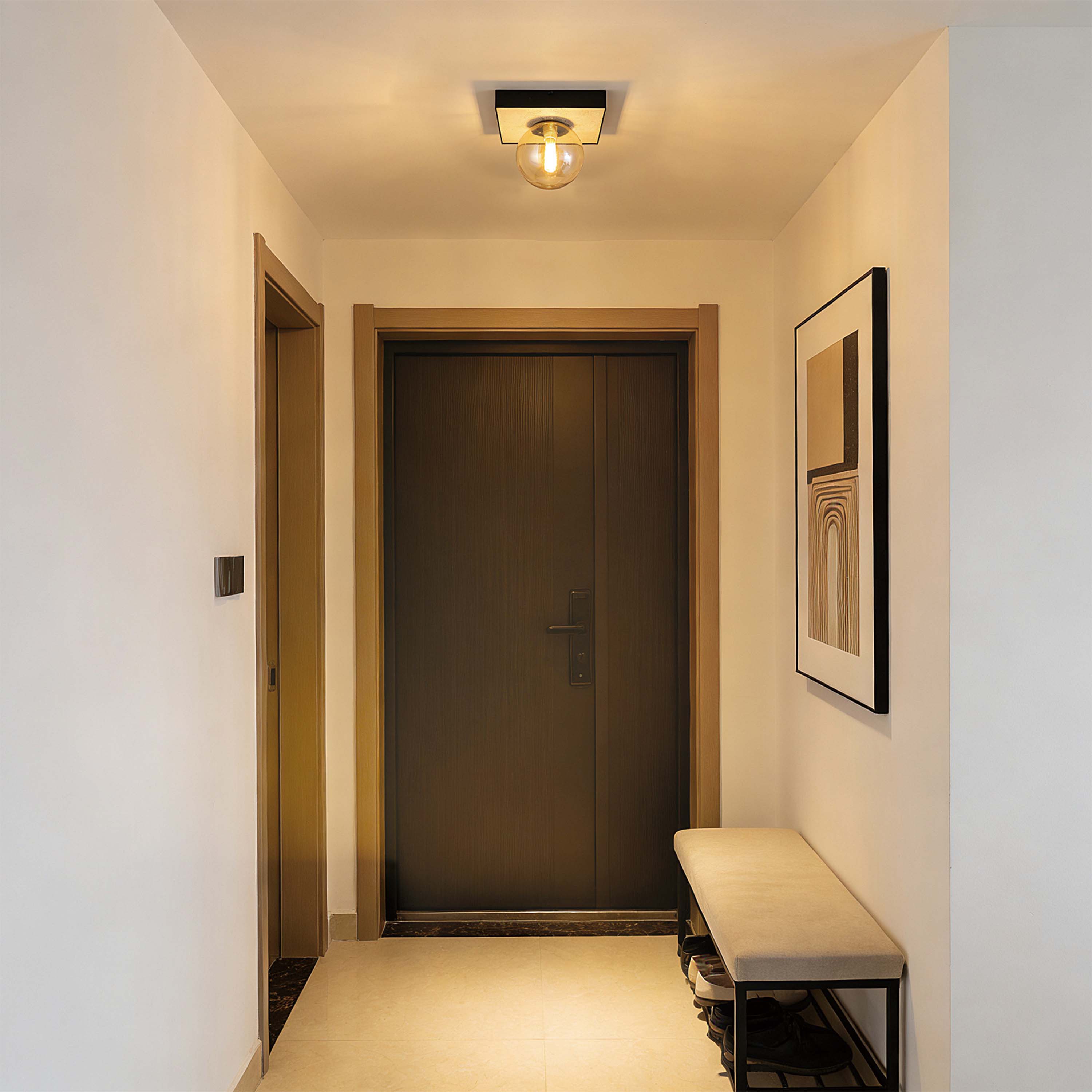 Modern G9 Glass Globe Ceiling Light, Amber Shade