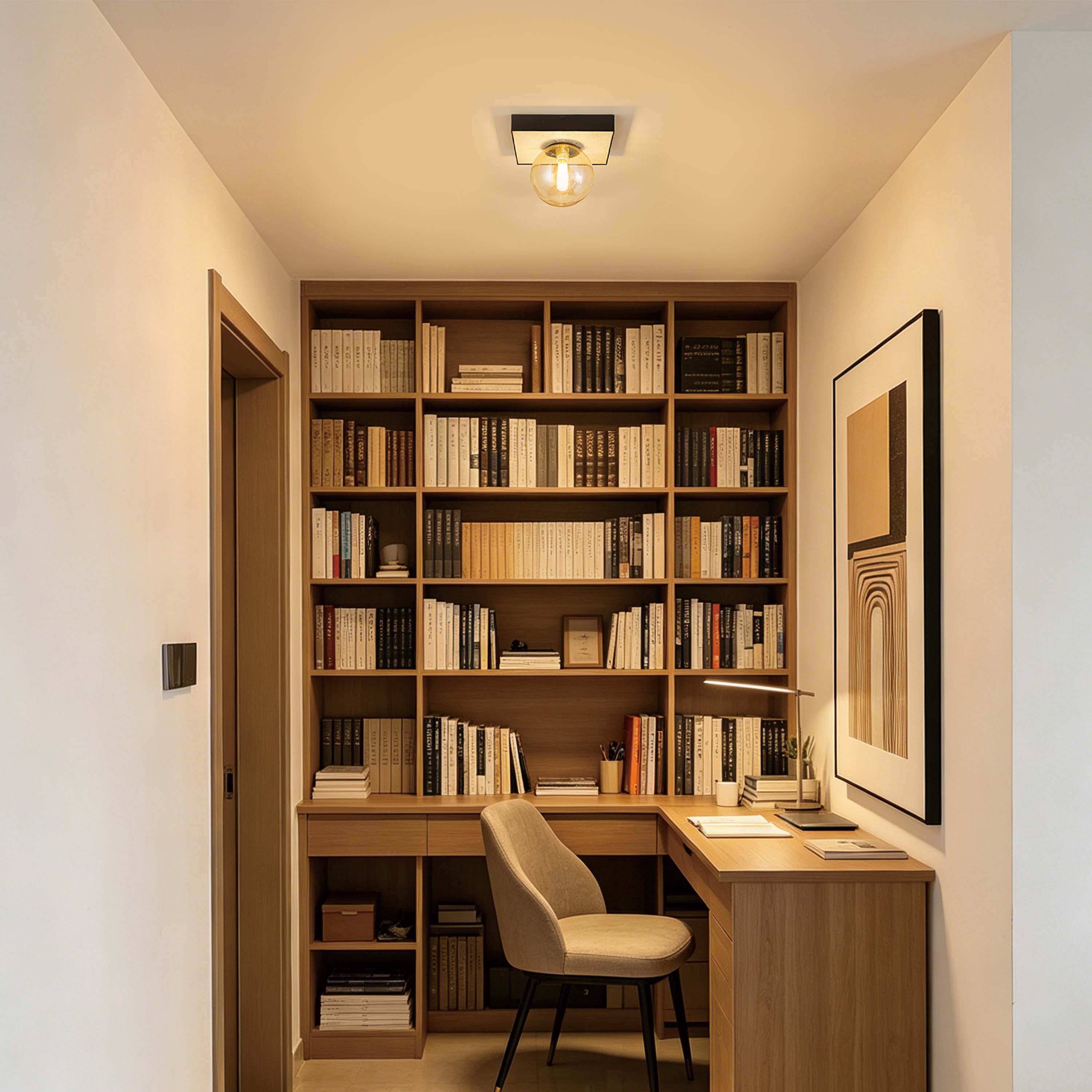 Modern G9 Glass Globe Ceiling Light, Amber Shade