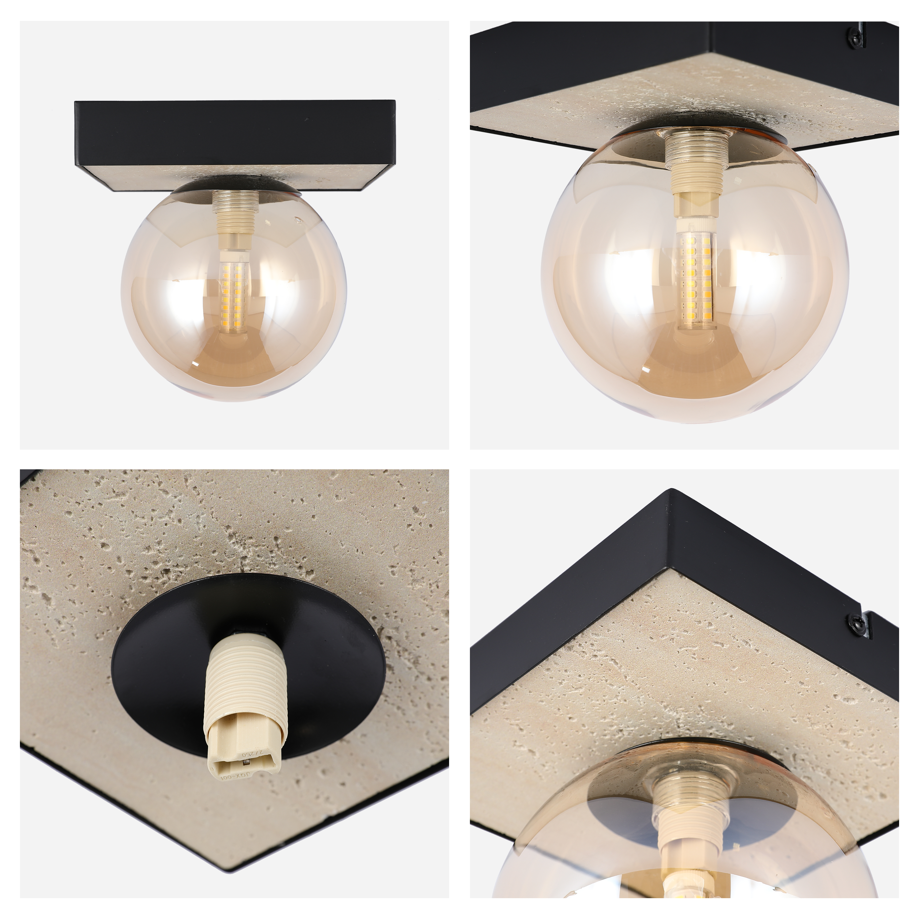 Modern G9 Glass Globe Ceiling Light, Amber Shade