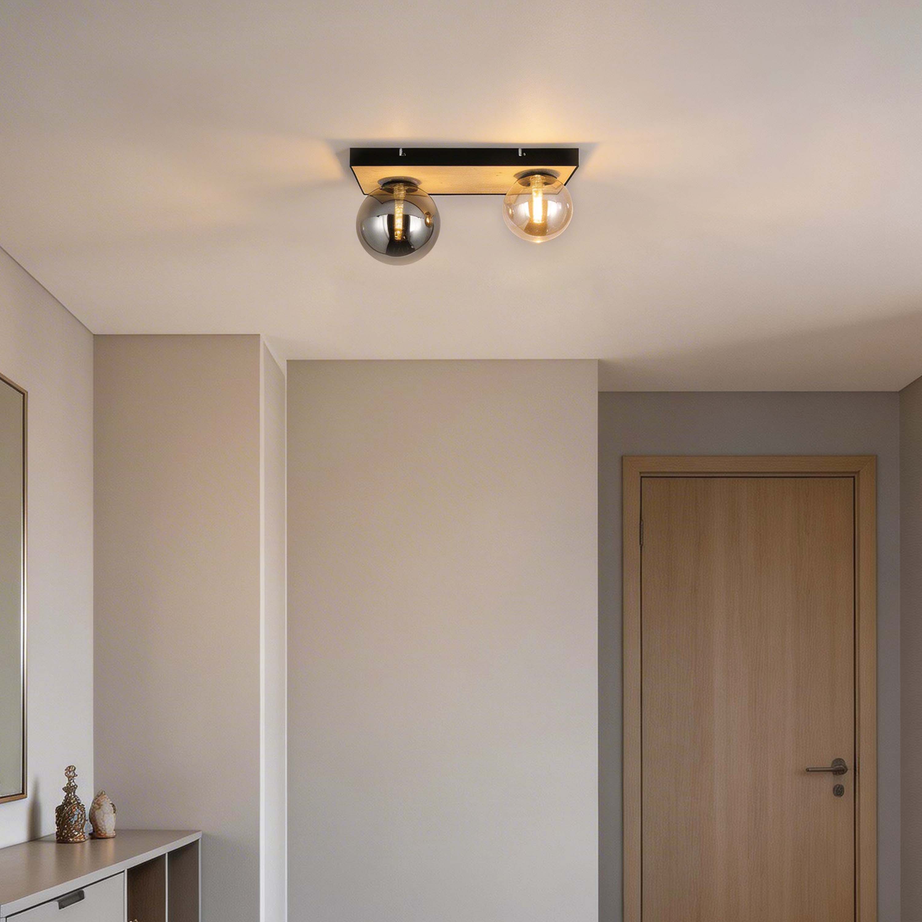 Modern G9 Glass Globe Ceiling Light, Amber Shade
