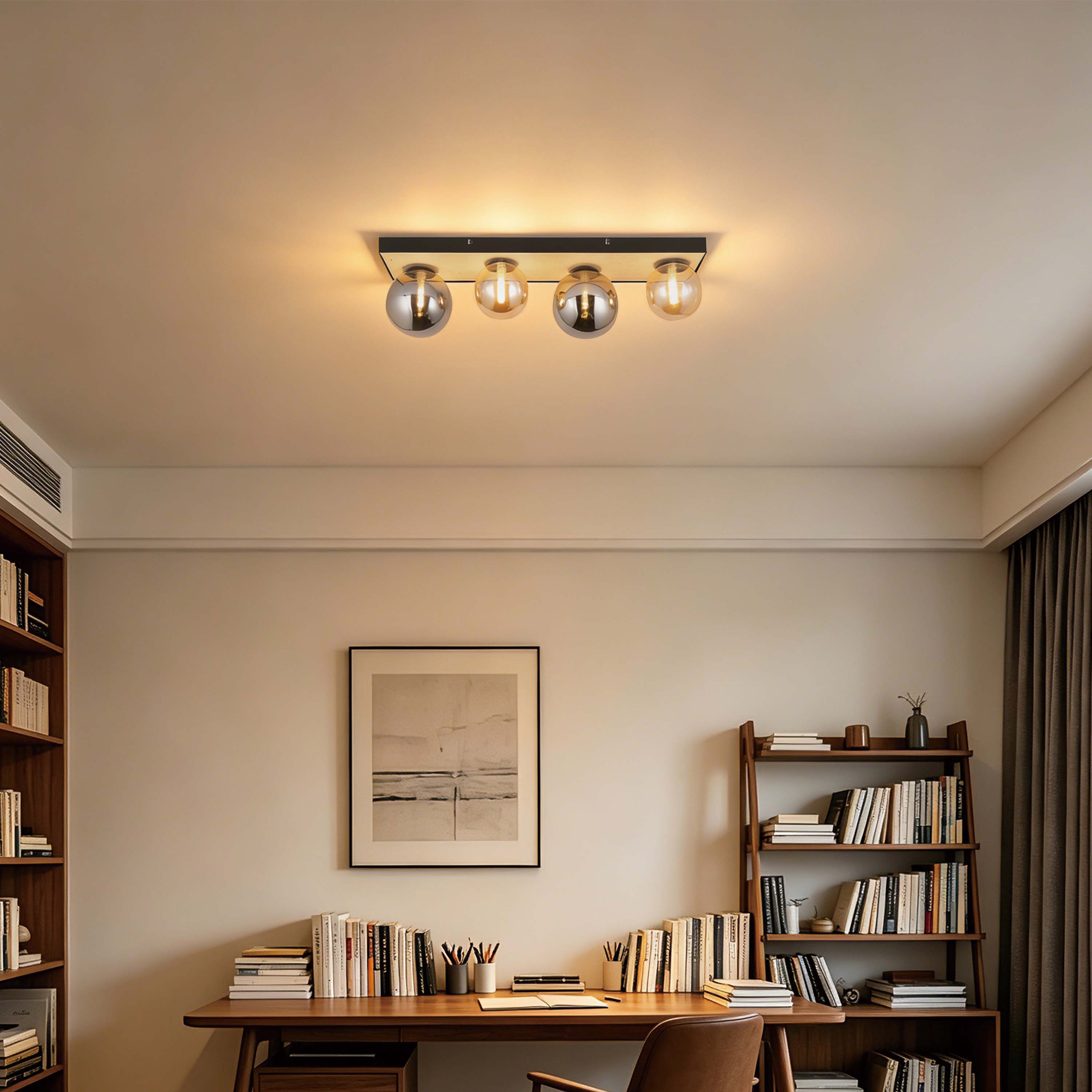 Modern G9 Glass Globe Ceiling Light, Amber Shade