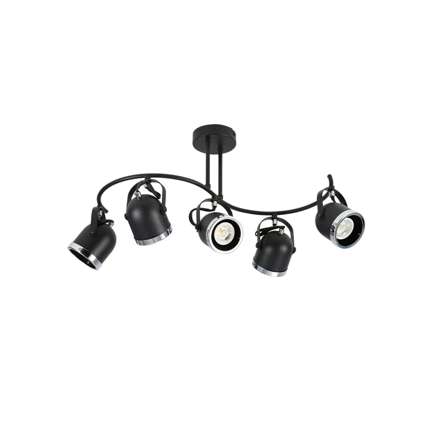 Moern S Shape Rotatable GU10 Spotlight Black and Chrome