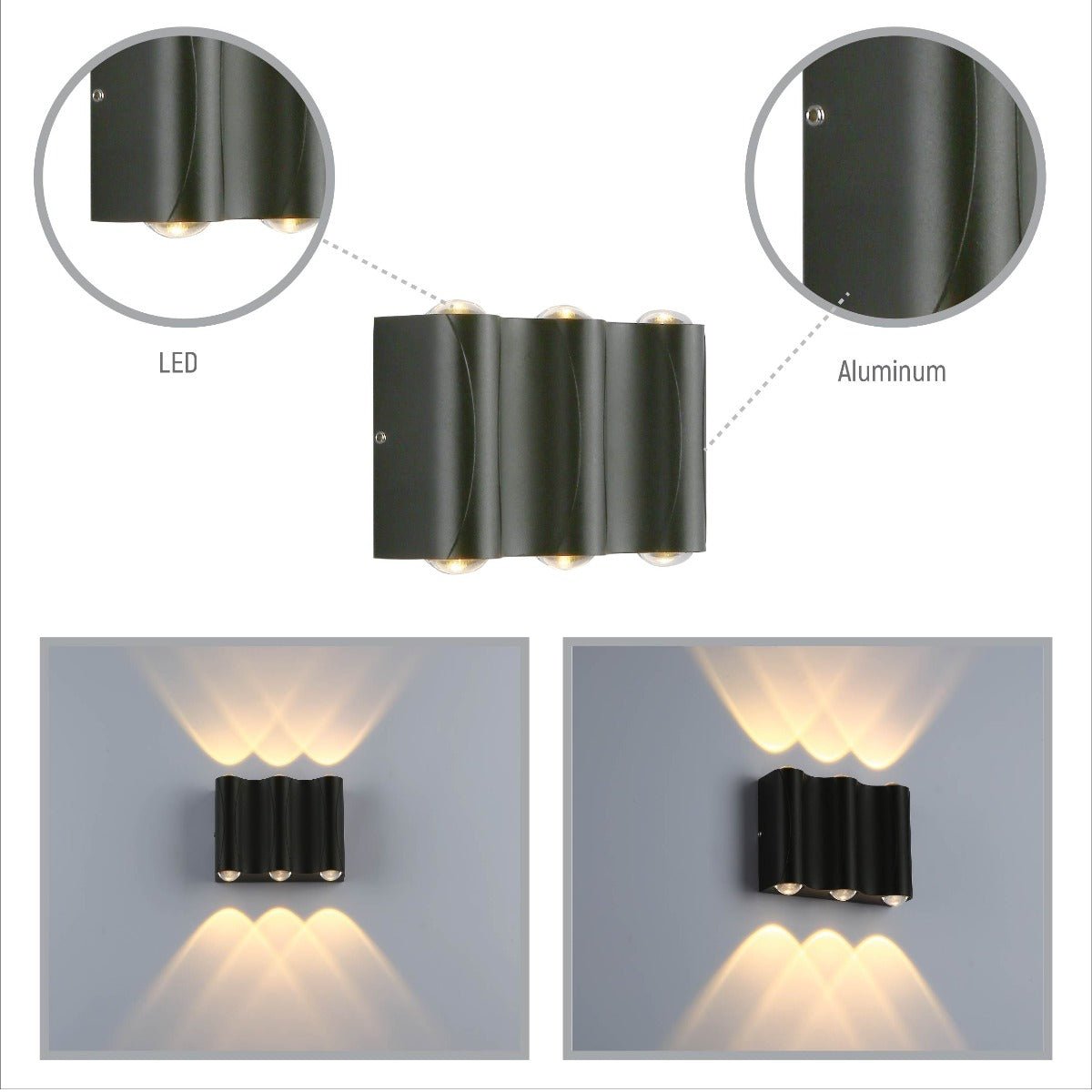 Close up shots and light effect presented as geometrical shapes