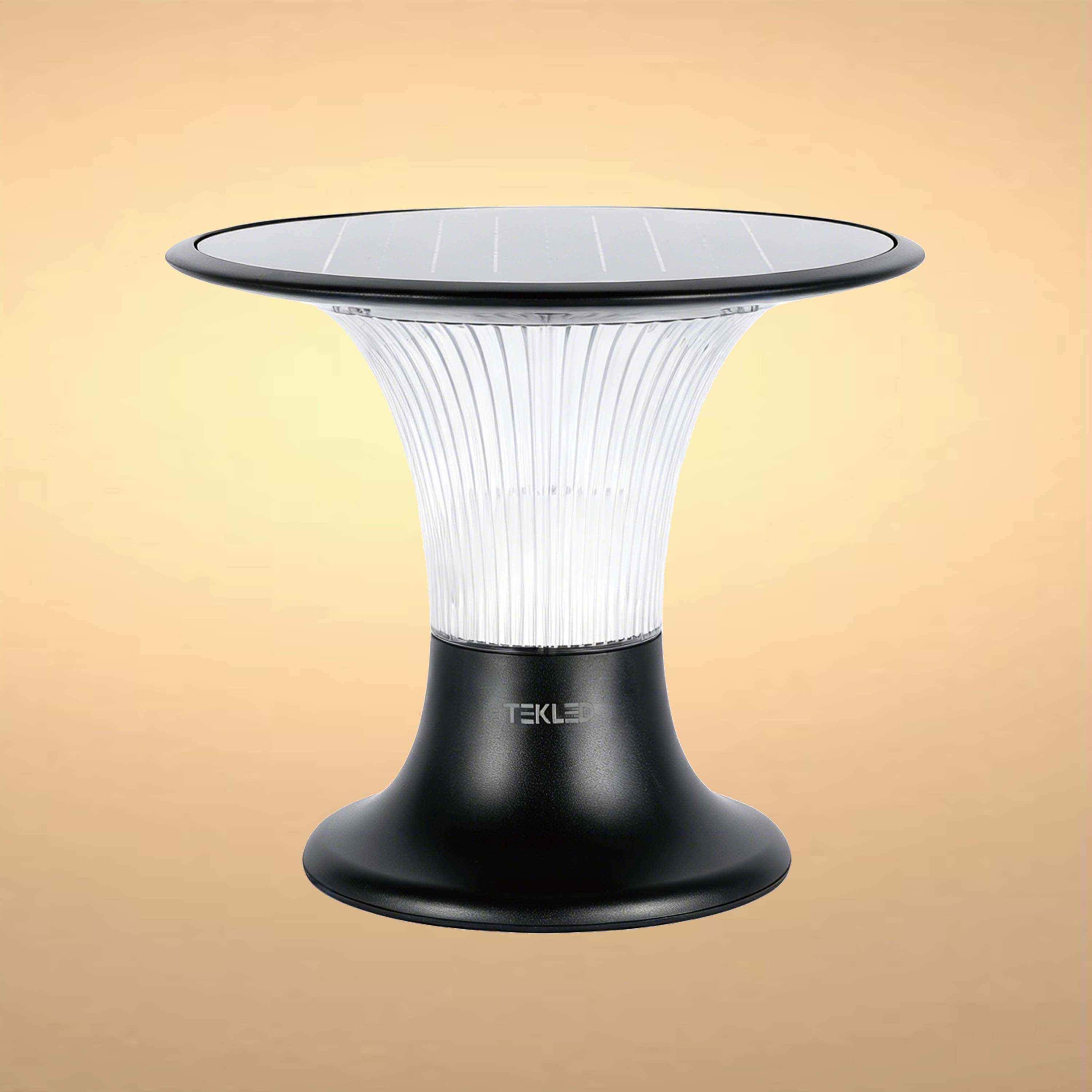 15W Solar LED Pillar Bollard Light, Dual CCT 4000K/6000K, Black IP65