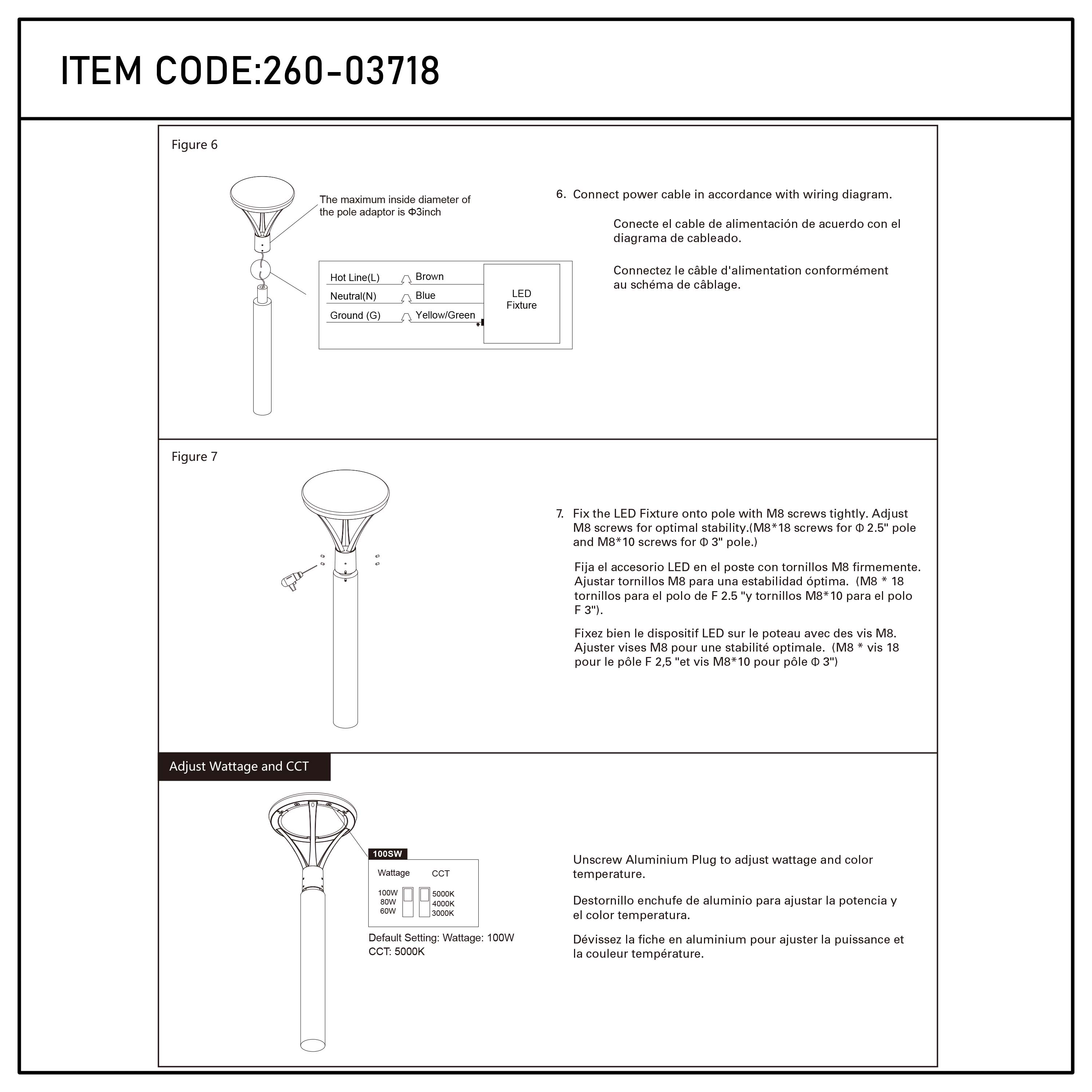 Commercial LED Outdoor Area Light, Selectable 60W-100W & 3CCT, IP65