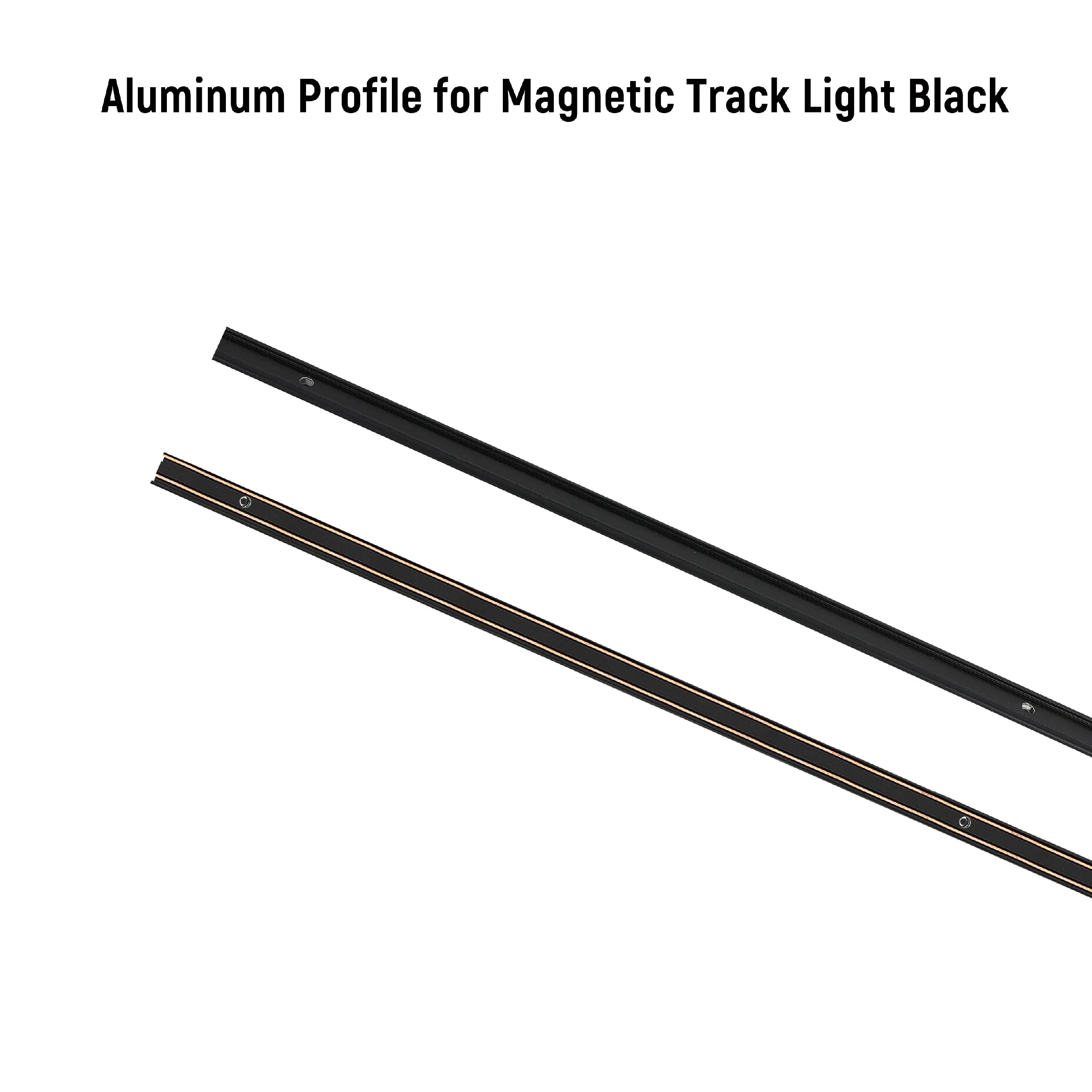 Black aluminium profile magnetic track lighting system for flexible, modern lighting solutions.