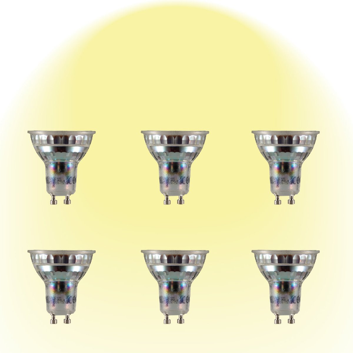 Six energy-efficient LED bulbs create a warm, inviting ambience, perfect for modern lighting solutions.