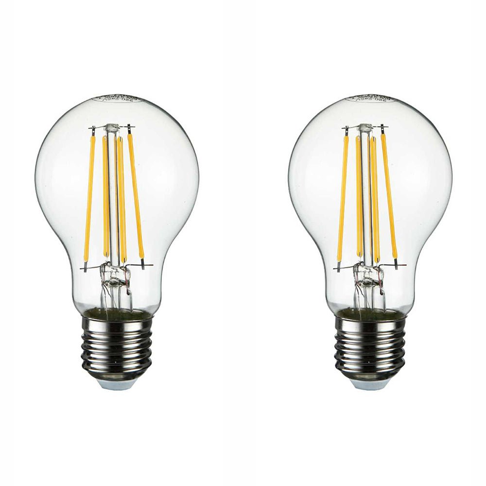 Main image of LED Dimmable Filament decorative a60 gls bulb e27 edison screw 6.5w warm white 2700k pack of 2