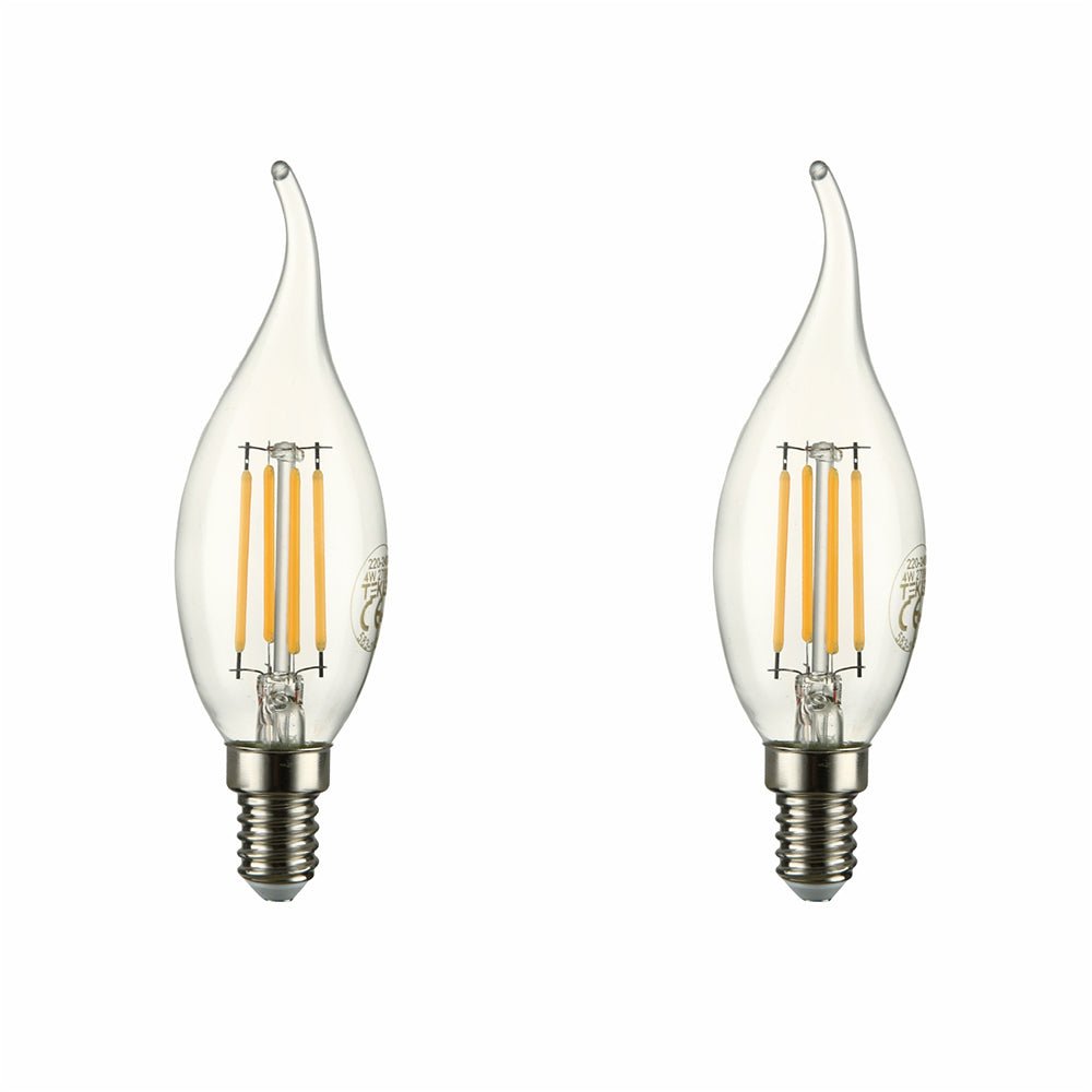 Main image of LED Dimmable Filament C35 Candle Bulb E14 Small Edison Screw 4W Pack of 2 Warm White