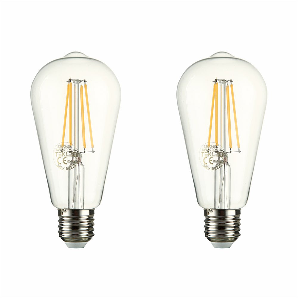 LED Dimmable Filament ST64 Edison Bulb E27 Edison Screw 6.5W Pack of 2 2700 Warm White