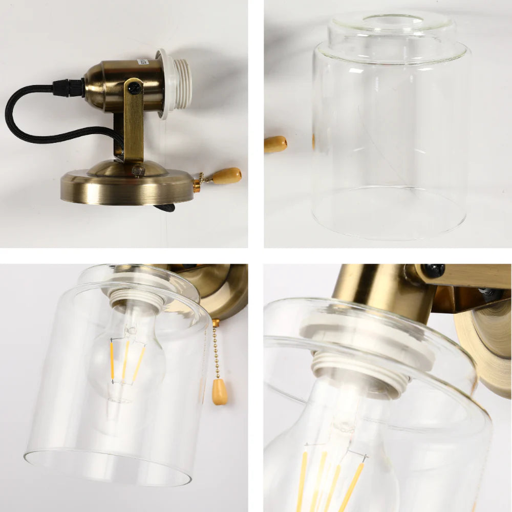 Glass Cone Wall Light Adjustable with Pull Down Switch 7