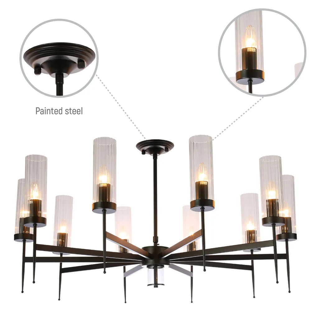 Details of the American Fluted Glass Chandelier Ceiling Light-159-18230