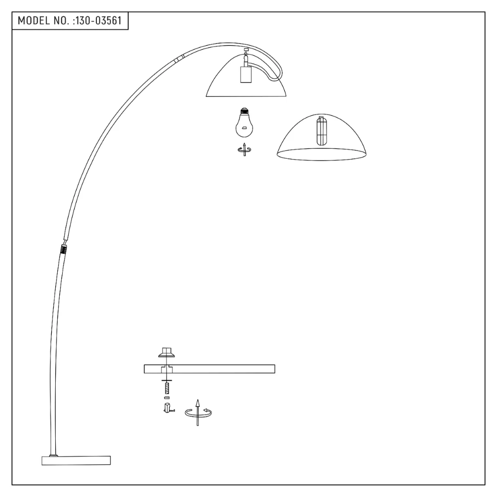Black Elegance Curved Floor Lamp with Dome Shade 8