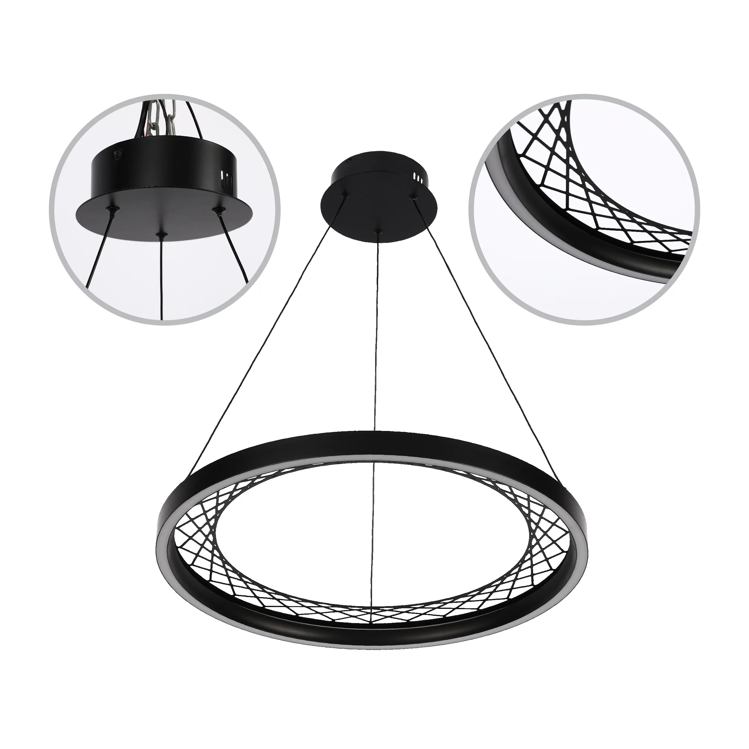 Contemporary ring pendant light in black. A modern design statement for any room.