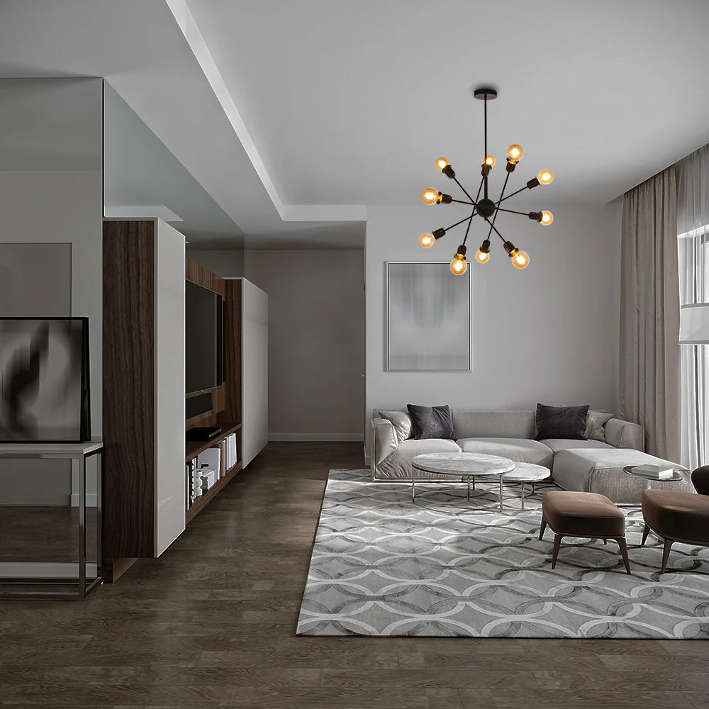 Interior use of Black Rod Ceiling Light with Adjustable Geometry | TEKLED 159-179730