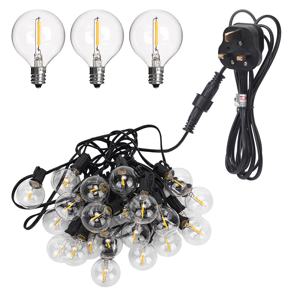 Product close up of Castor LED Bulb String 25pcs Globe G40 95m Weatherproof Festoon Light