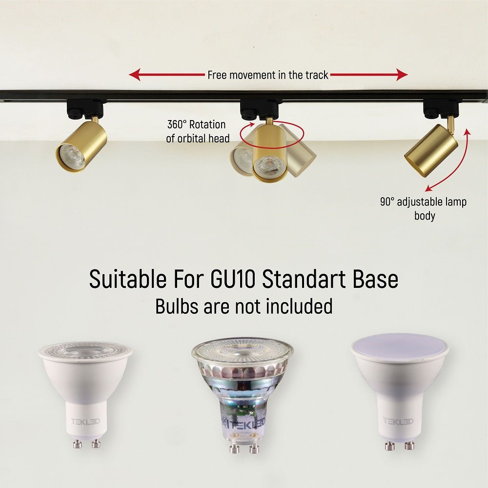 Close up shots of Tracklight Single Line Spotlight For GU10 Gold S | TEKLED 174-03980