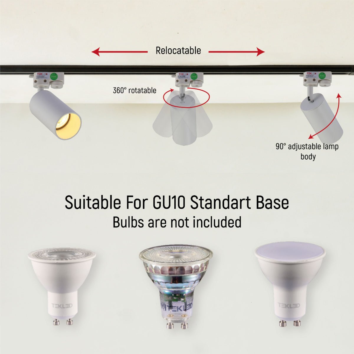 Close up shots of Tracklight Single Line Spotlight For GU10 White L | TEKLED 174-03989