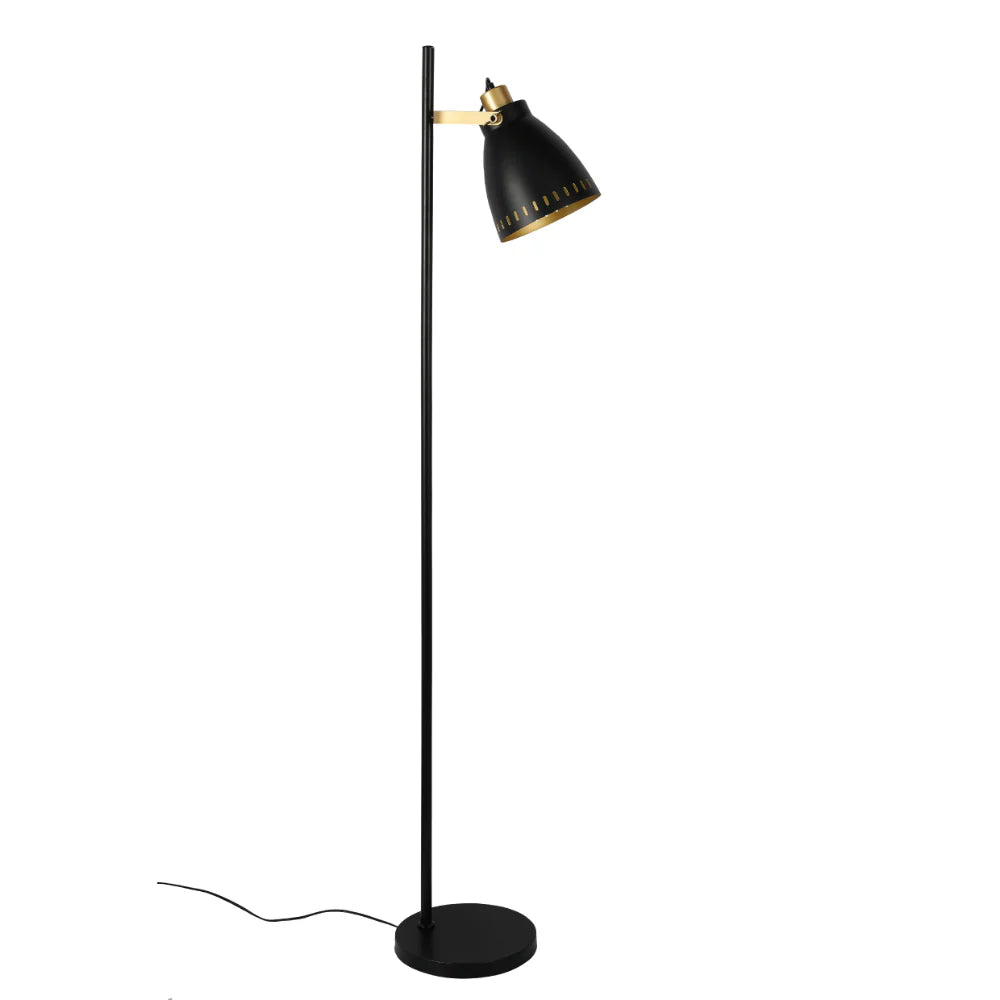Cone-Shaded Floor Lamp with Gold Detailing & Decorative Shade - Versatile Colours 1