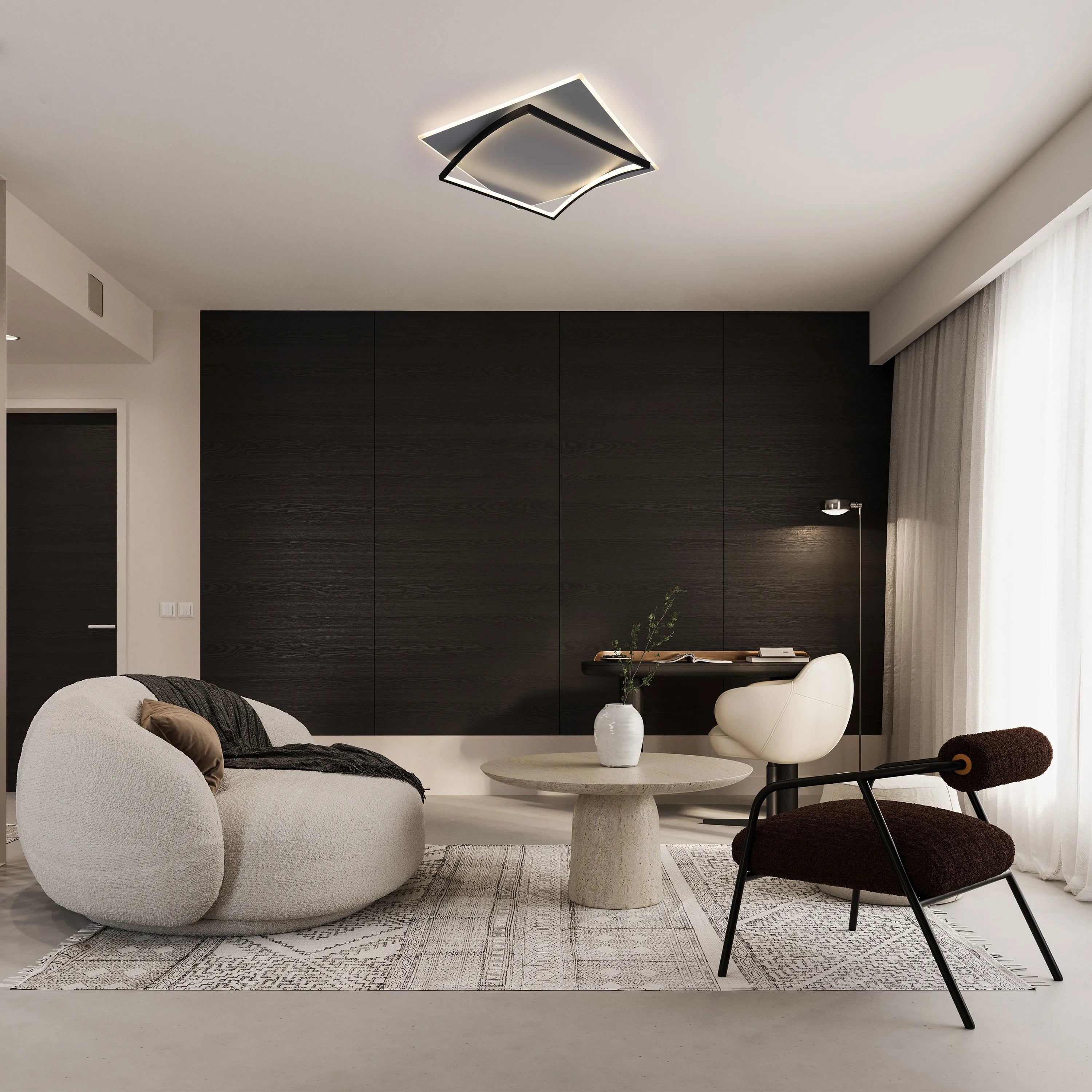 Curved-Frame LED Ceiling Light, CCT Tunable with Remote, 72W, Flush Mount, LED Flush Ceiling Light, TEKLED