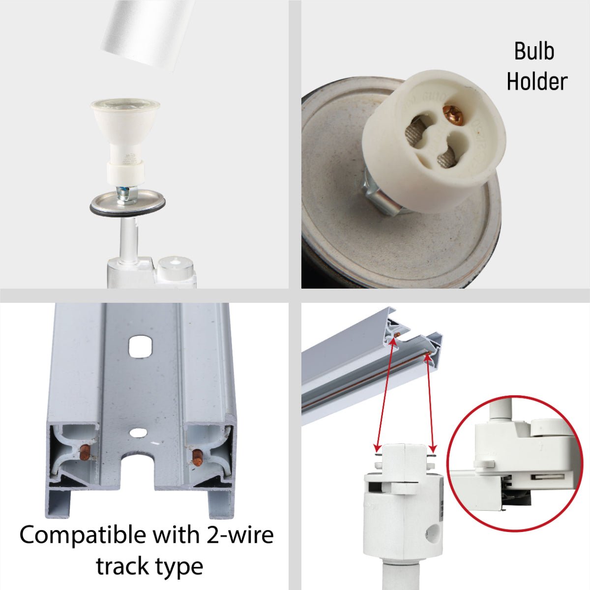 Detailed shots of Tracklight Single Line Spotlight For GU10 White S | TEKLED 174-03983