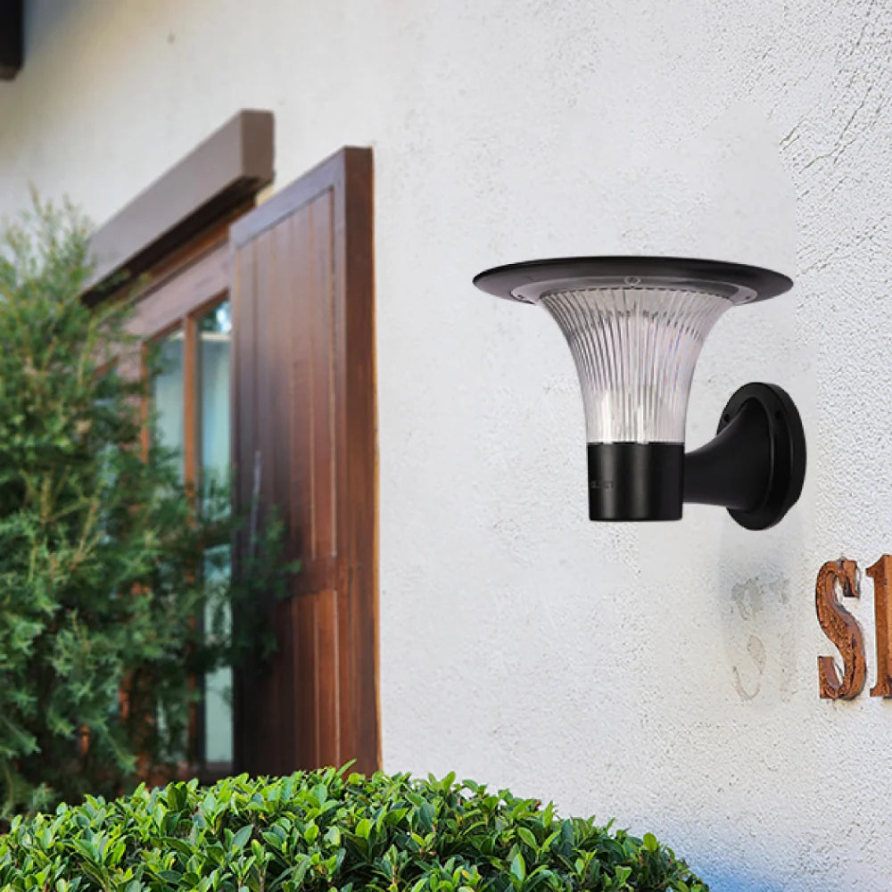 TEKLED Dual CCT Solar LED Wall Pathway Light 15W-Black | TEKLED 260-03582 Outdoor use on a exterior wall of a house