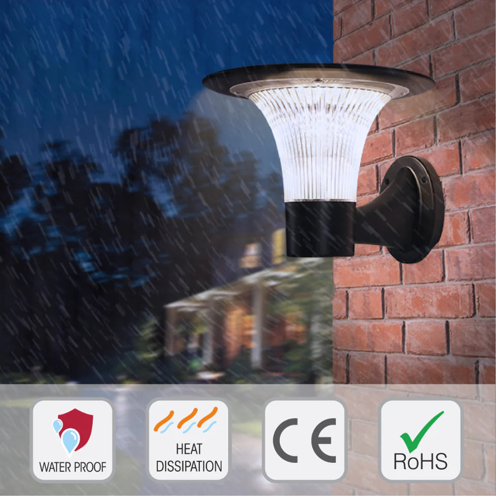 TEKLED Dual CCT Solar LED Wall Pathway Light 15W-Black | TEKLED 260-03582 is waterproof
