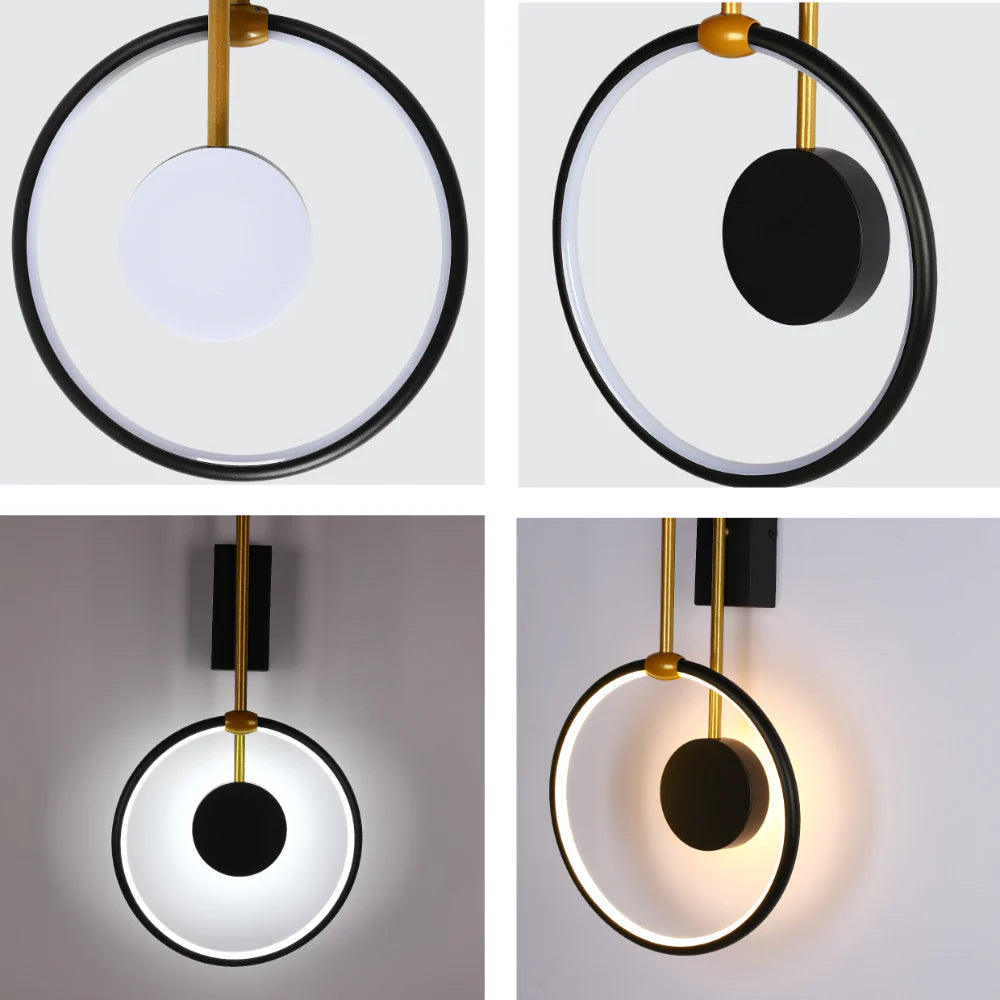 Dual Radiance Orbital LED Wall Light Black Gold 3 CCT 7
