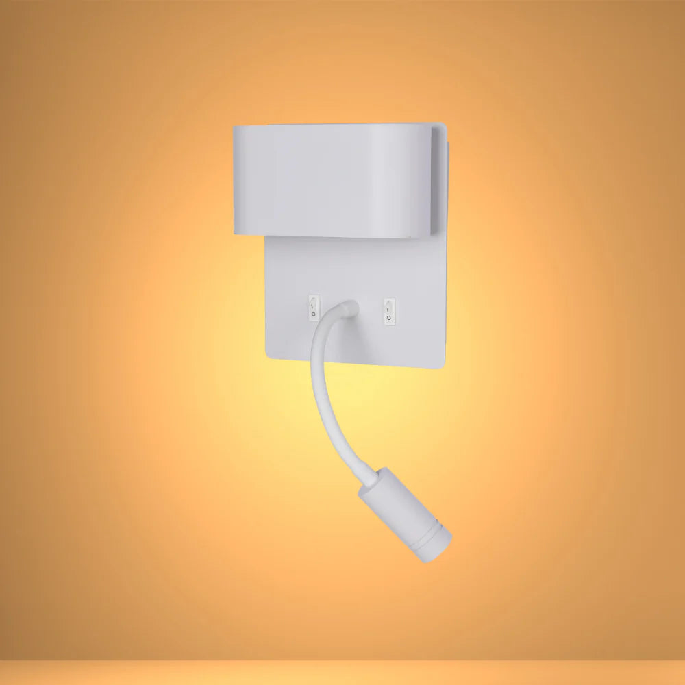 Dual-Source LED Wall Sconce with Adjustable Gooseneck Reading Bedside Lamp 2
