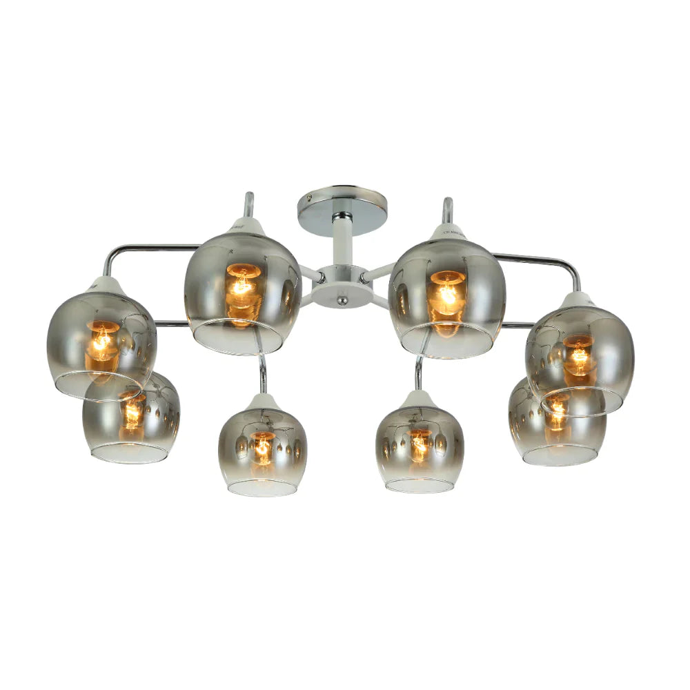 Main image of Elegant Wishbone Chrome & Smoky Glass Semi Flush Ceiling Light | TEKLED 159-17992