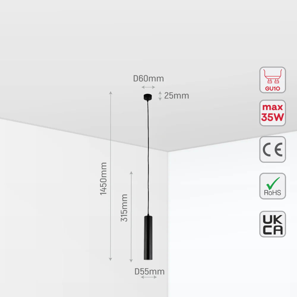 Faceted Pendant Downlight GU10, Pendant Downlight, TEKLED 10