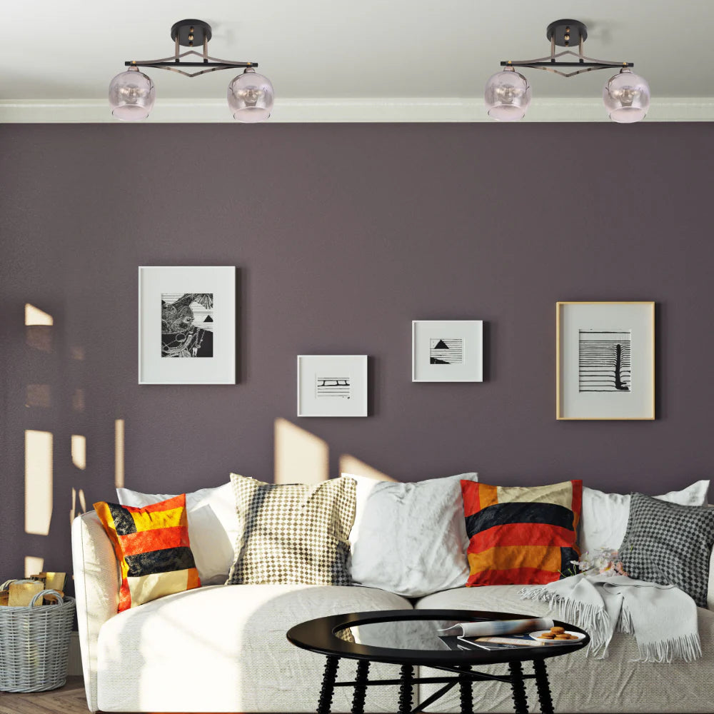 Living room kitchen bedroom use of Geometric Starburst Faded Smoky Grey Globe Black & Bronze Ceiling Light | TEKLED 159-179983