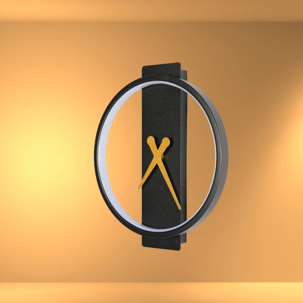 Glowing Sundial LED Wall Sconce Light Black 3000K 18W 1