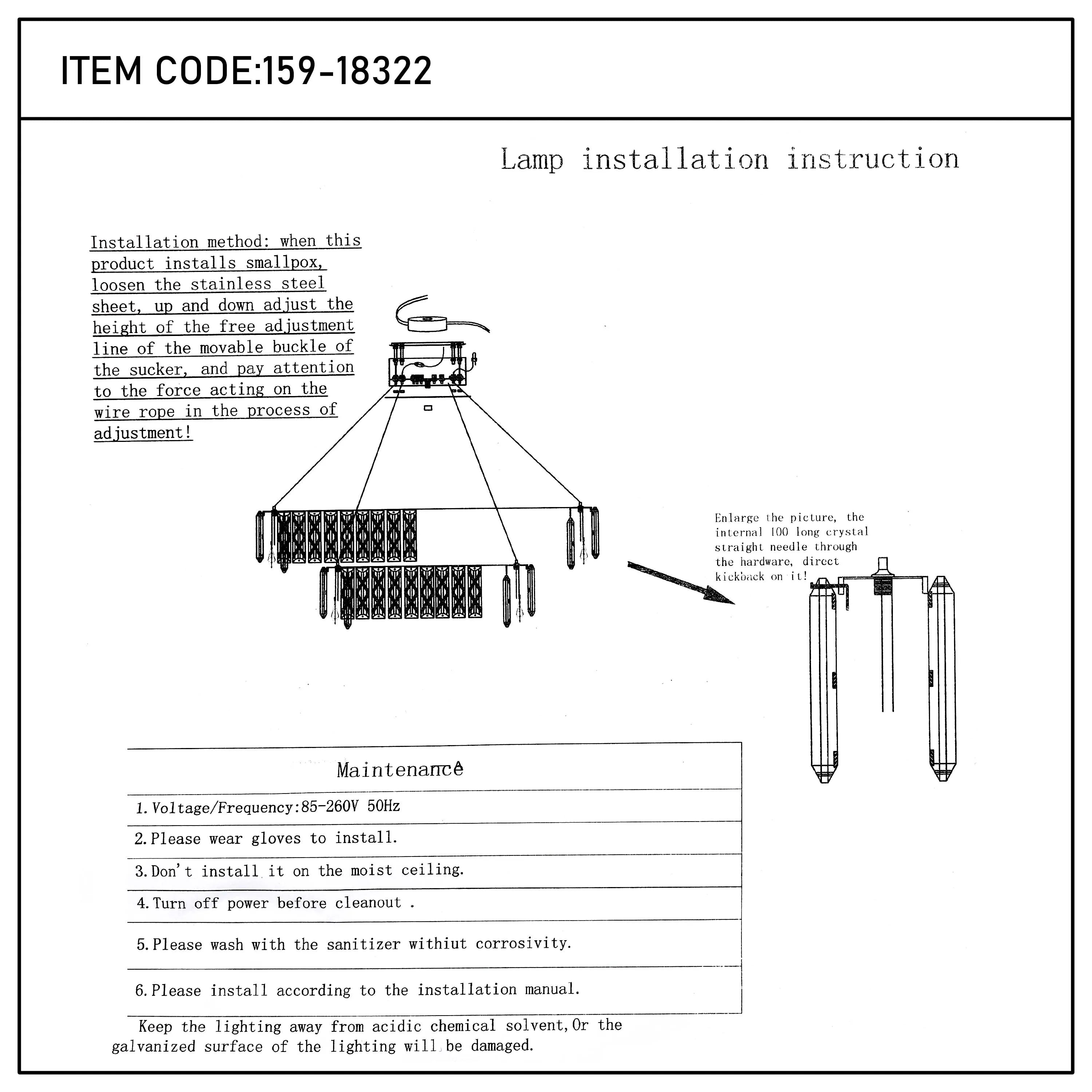 A lighting fixture installation guide, featuring diagrams and written instructions for assembly and maintenance.