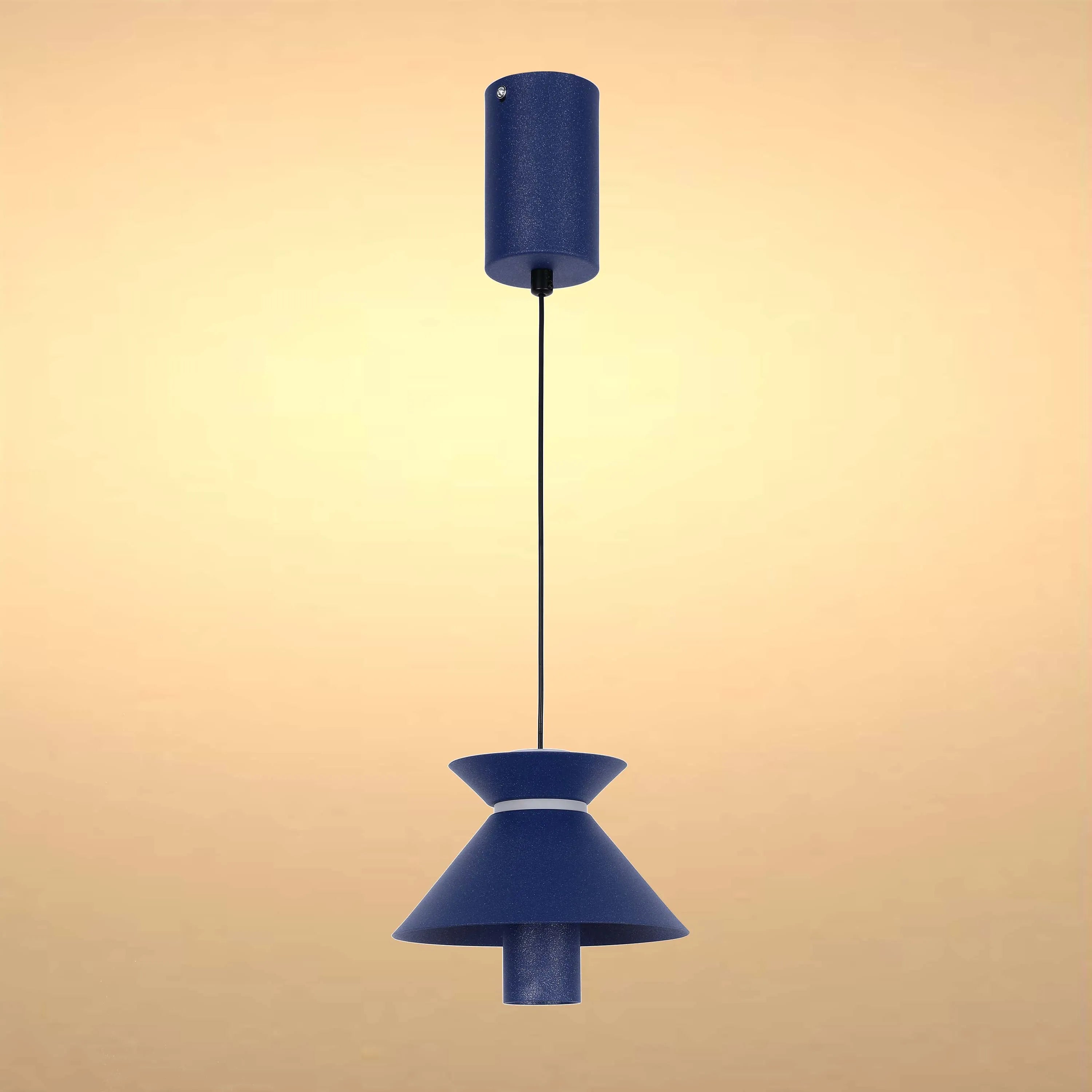 Stylish modern blue pendant light. Contemporary design for a unique home lighting statement.