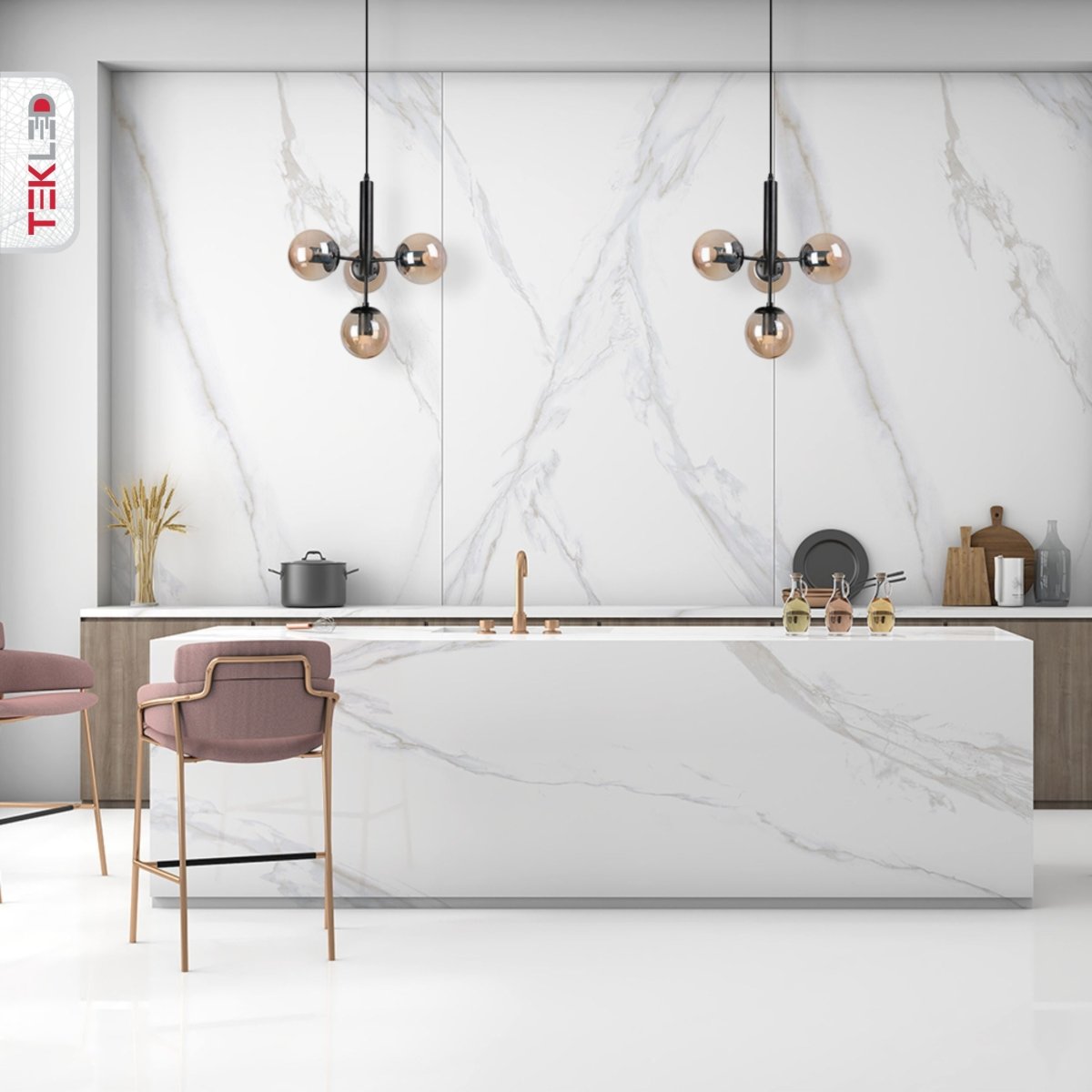 More interior usage of Atom Model Amber Globe Glass Black Metal Body Chandelier with 4xE27 Fittings | TEKLED 159-17406