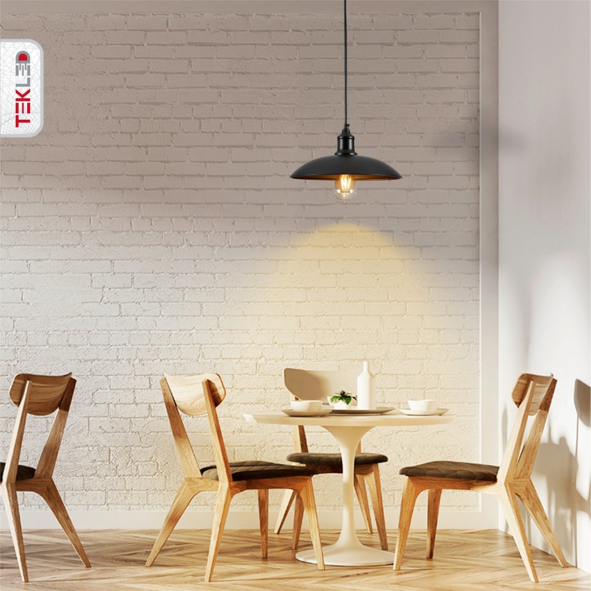 More interior usage of Black Flat Dome Industrial Metal Ceiling Pendant Light with E27 Fitting | TEKLED 150-18354