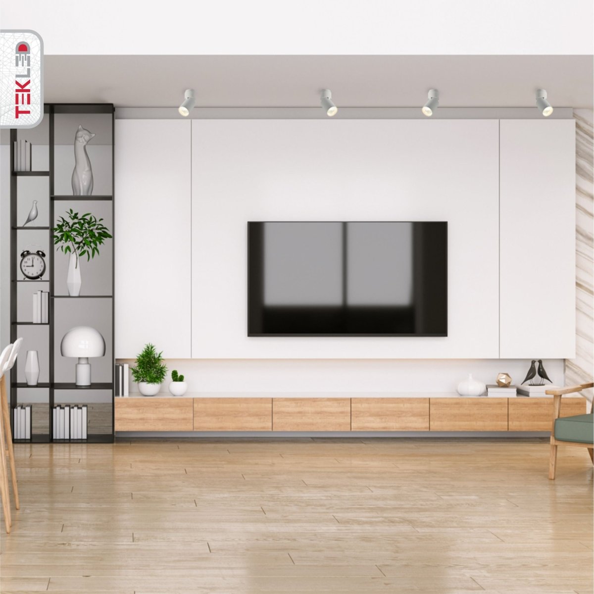 More interior usage of LED Surface-Recesssed Rotatable Downlight H-190 30W Cool White 4000K White | TEKLED 174-03849