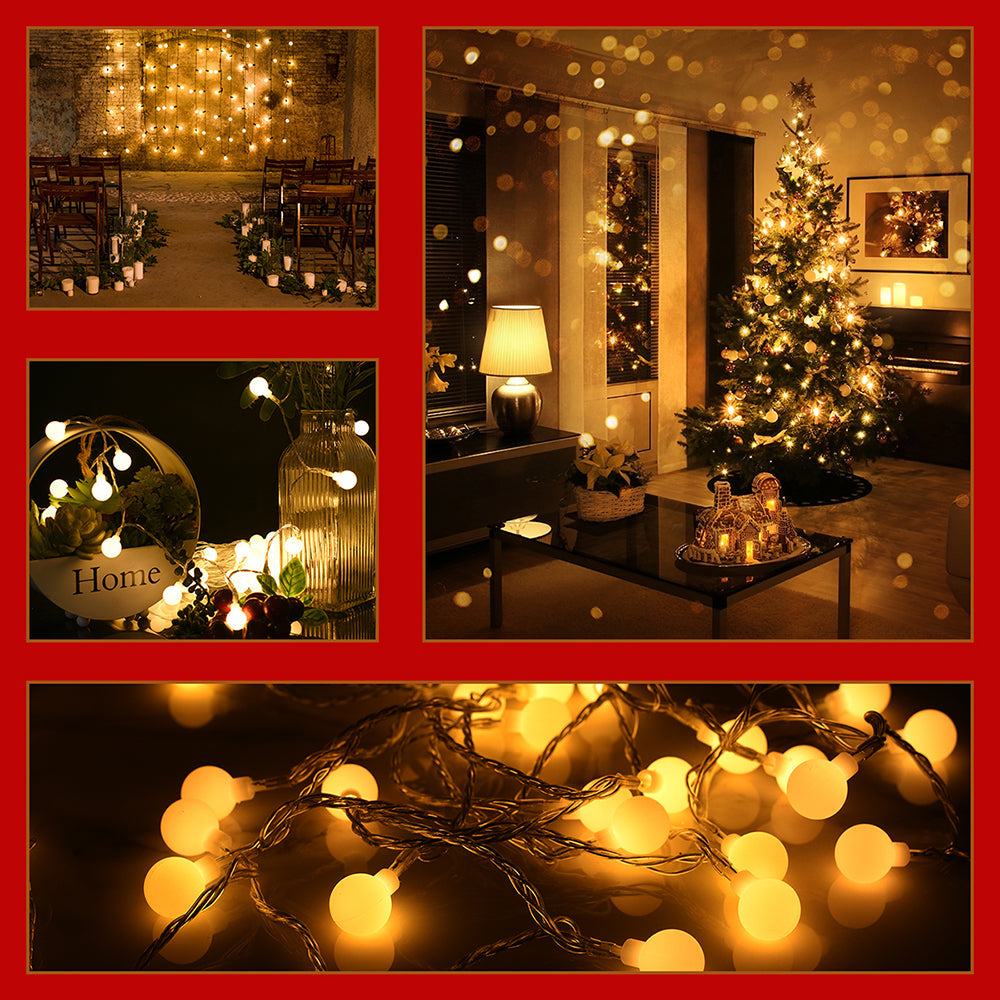 Commercial and private use of Felis LED Globe 80 LEDs 8m with Battery Pack & Remote Control Warm White LED String Light