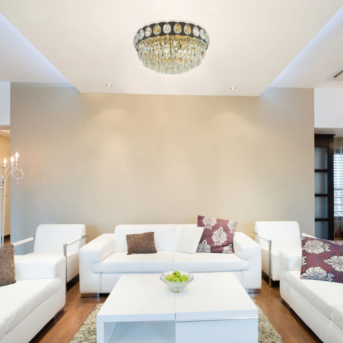 Interior use of Luxury Clear Crystal Flush Modern Ceiling Chandelier Light Gold | TEKLED 159-18009