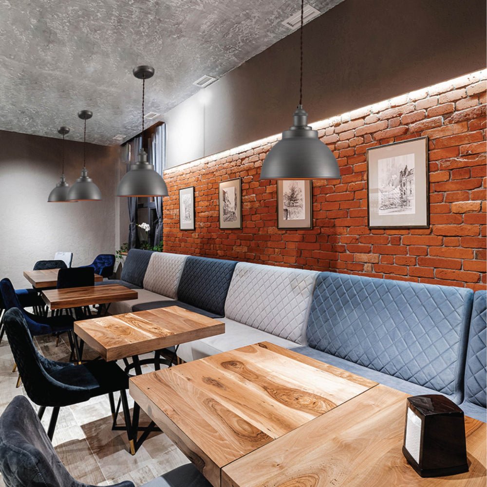 Indoor usage of Brooklyn Vintage Metal Dome Pendant Light Pewter Copper Bronze E27 | TEKLED 150-18203